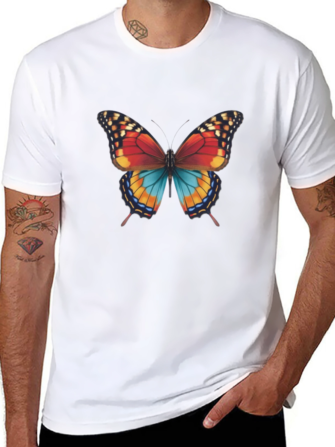 Butterfly Graphic Print Mens T-Shirt