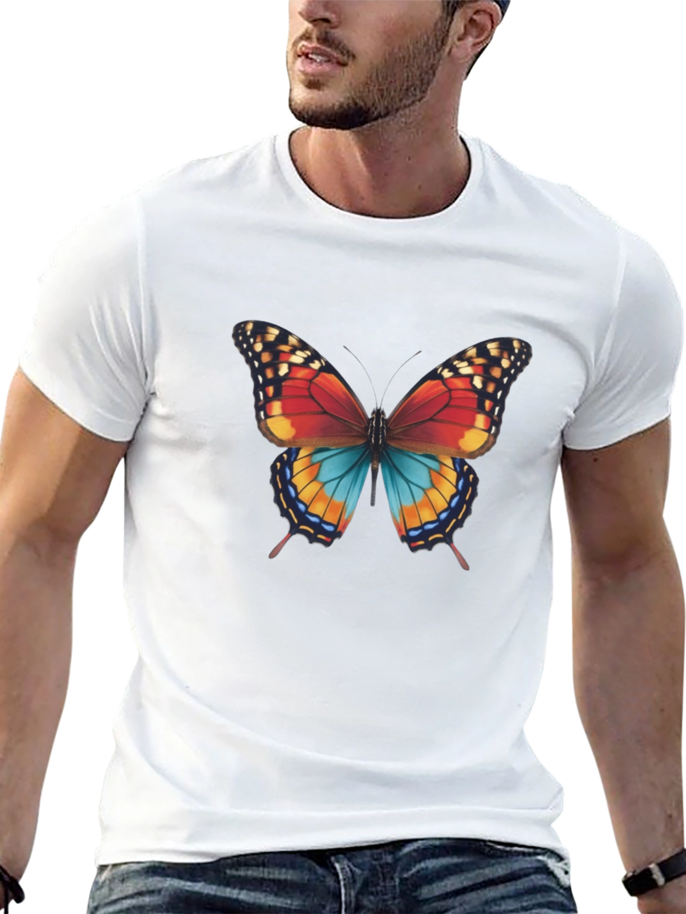 Butterfly Graphic Print Mens T-Shirt
