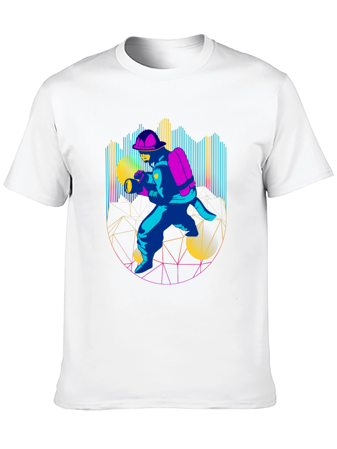 Retro Firefighter Graphic Tee - Black