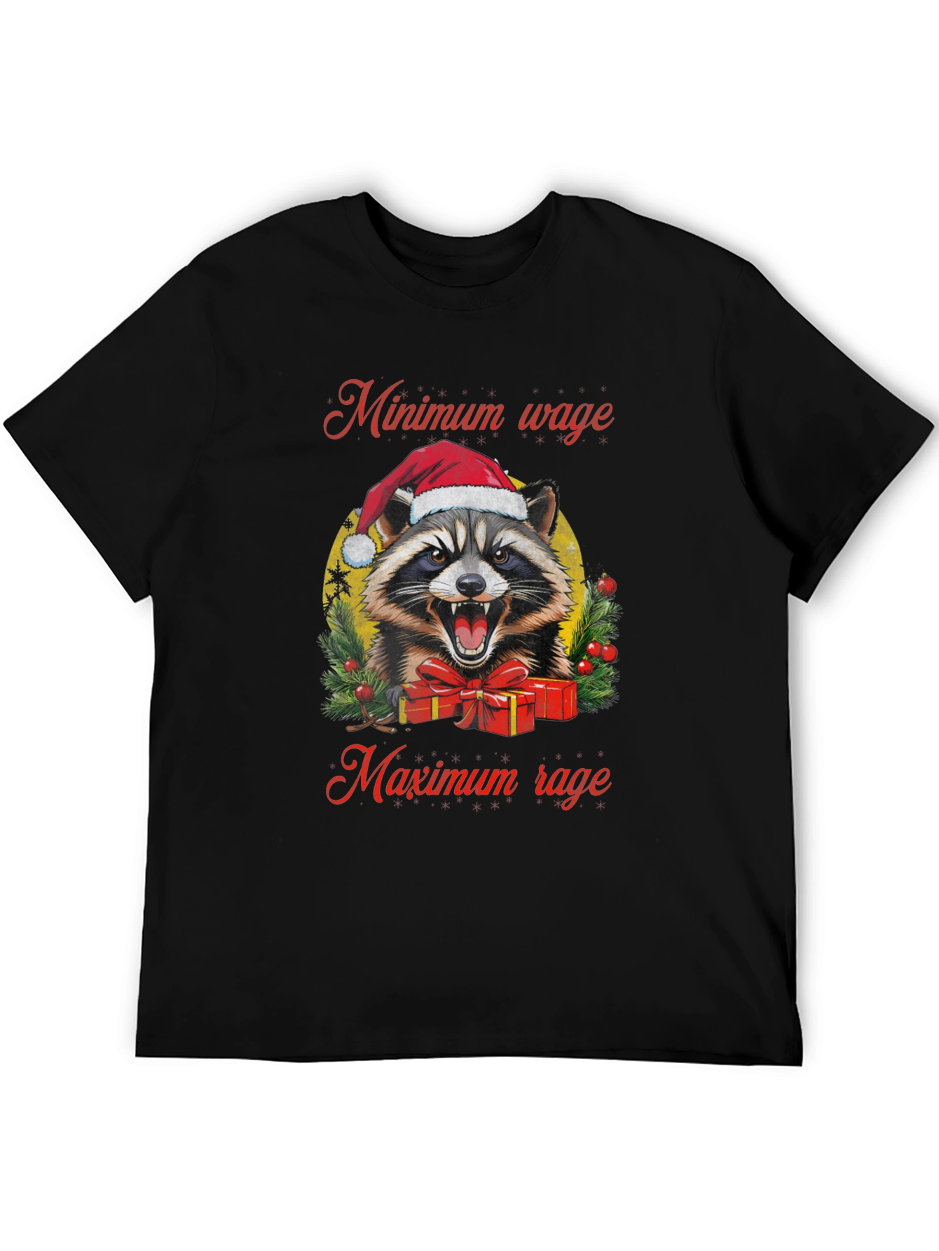 Minimum Wage Maximum Rage Raccoon Graphic Tee