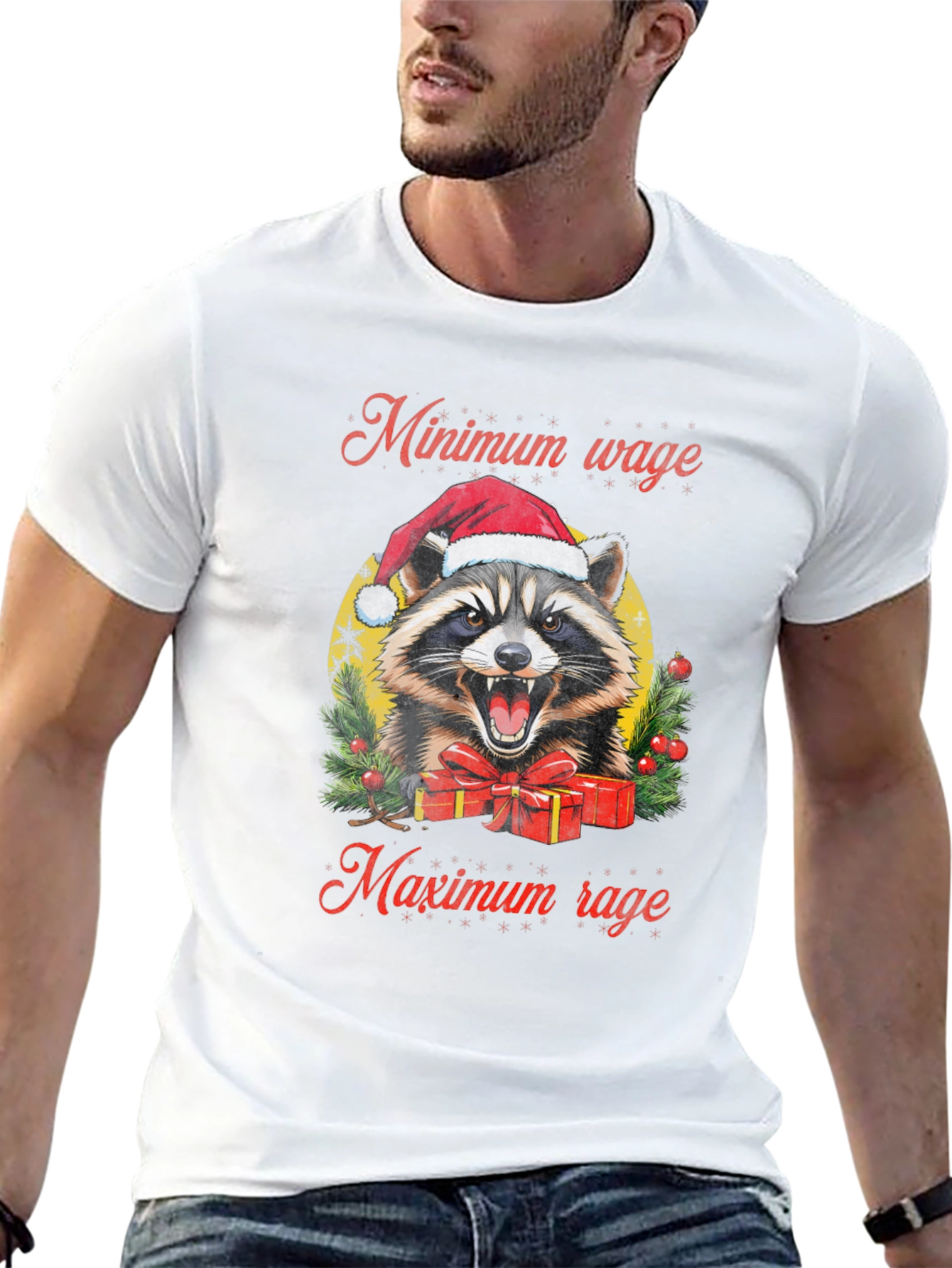 Minimum Wage Maximum Rage Raccoon Graphic Tee