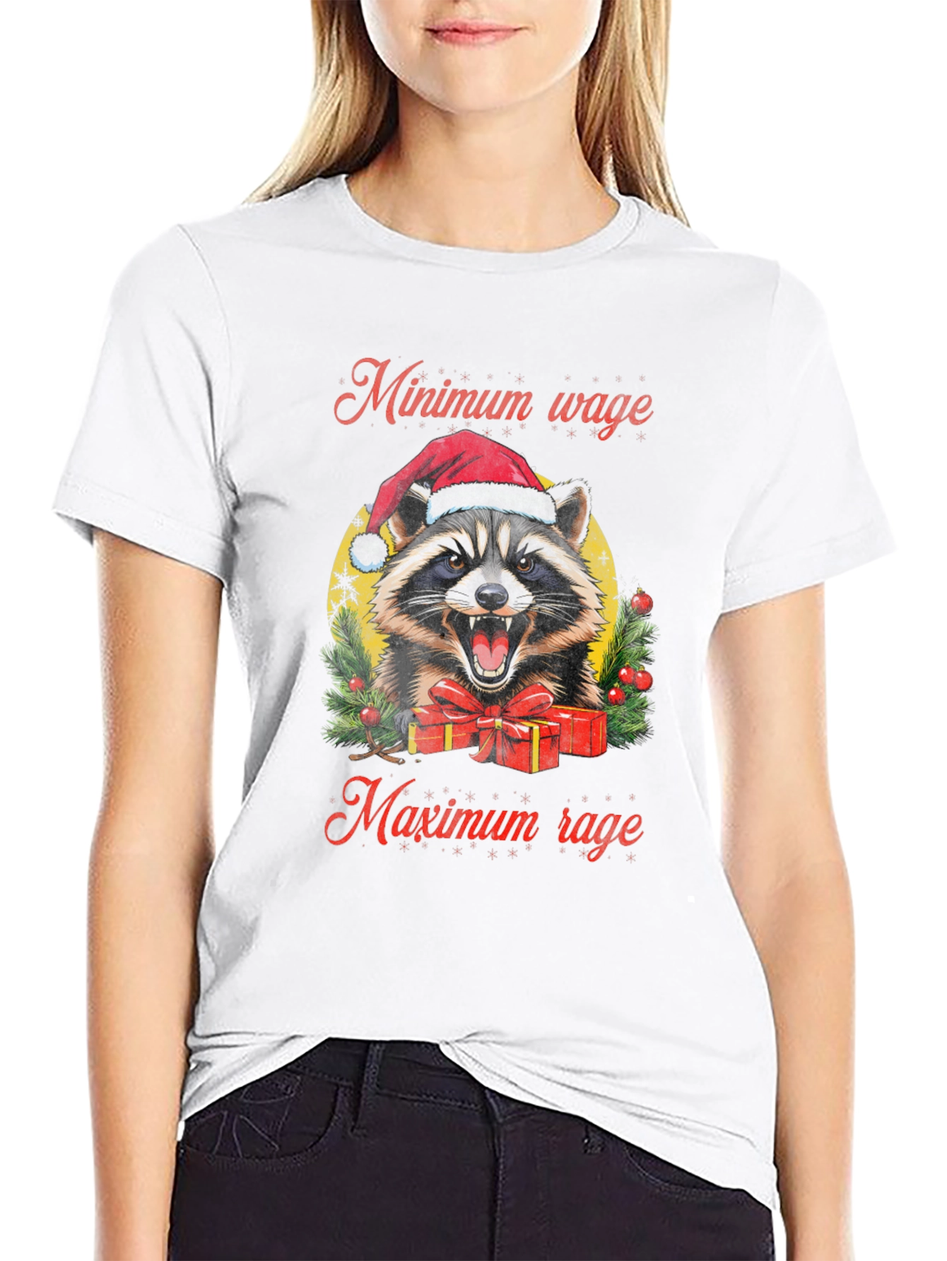 Minimum Wage Maximum Rage Raccoon Graphic Tee