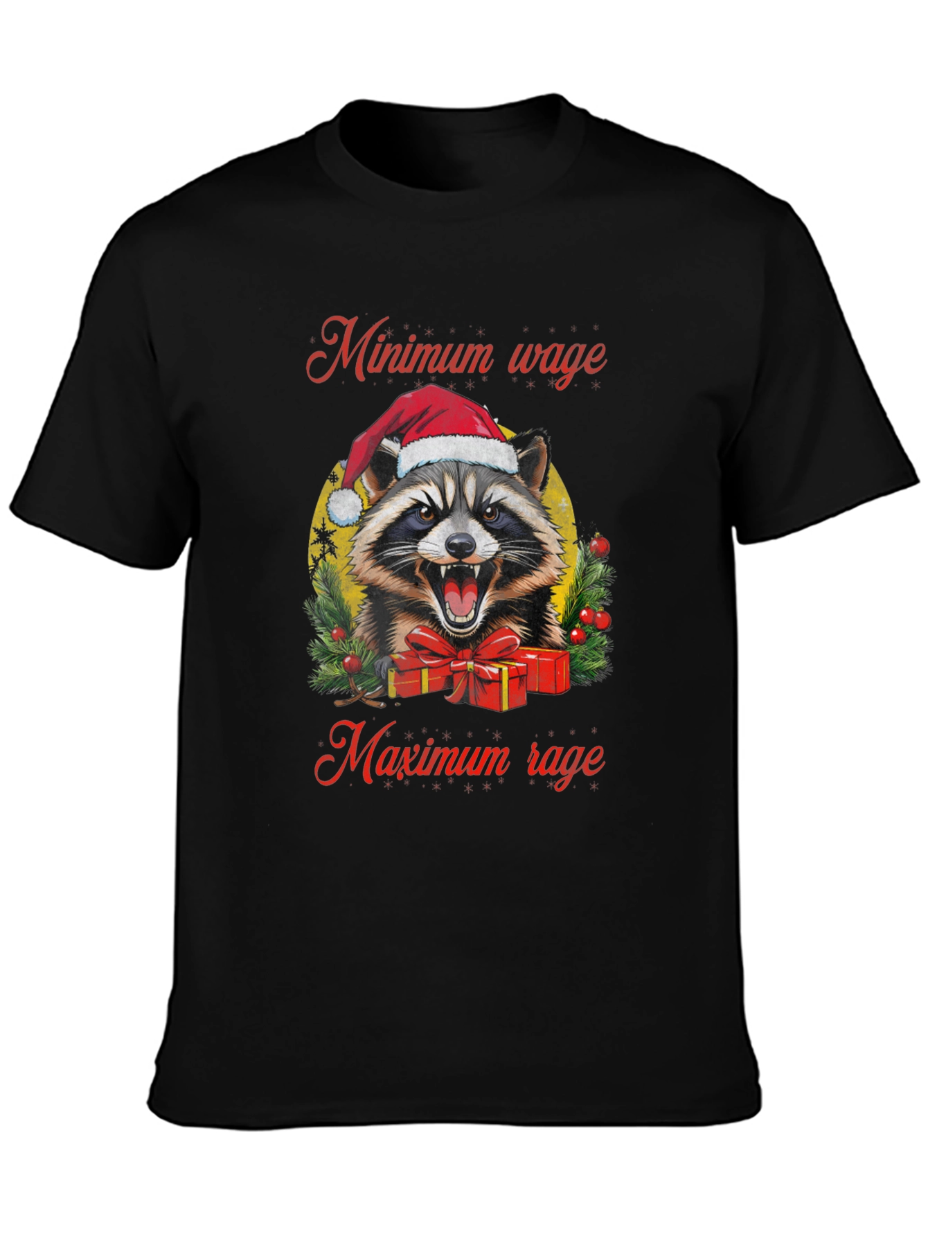 Minimum Wage Maximum Rage Raccoon Graphic Tee