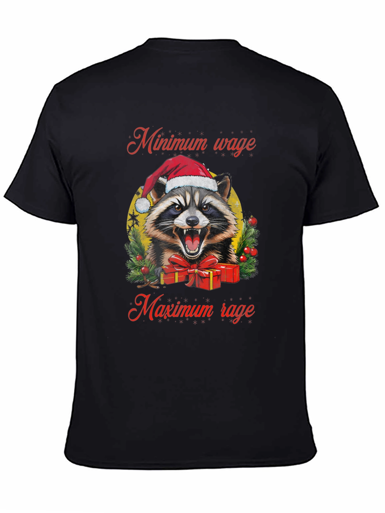 Minimum Wage Maximum Rage Raccoon Graphic Tee