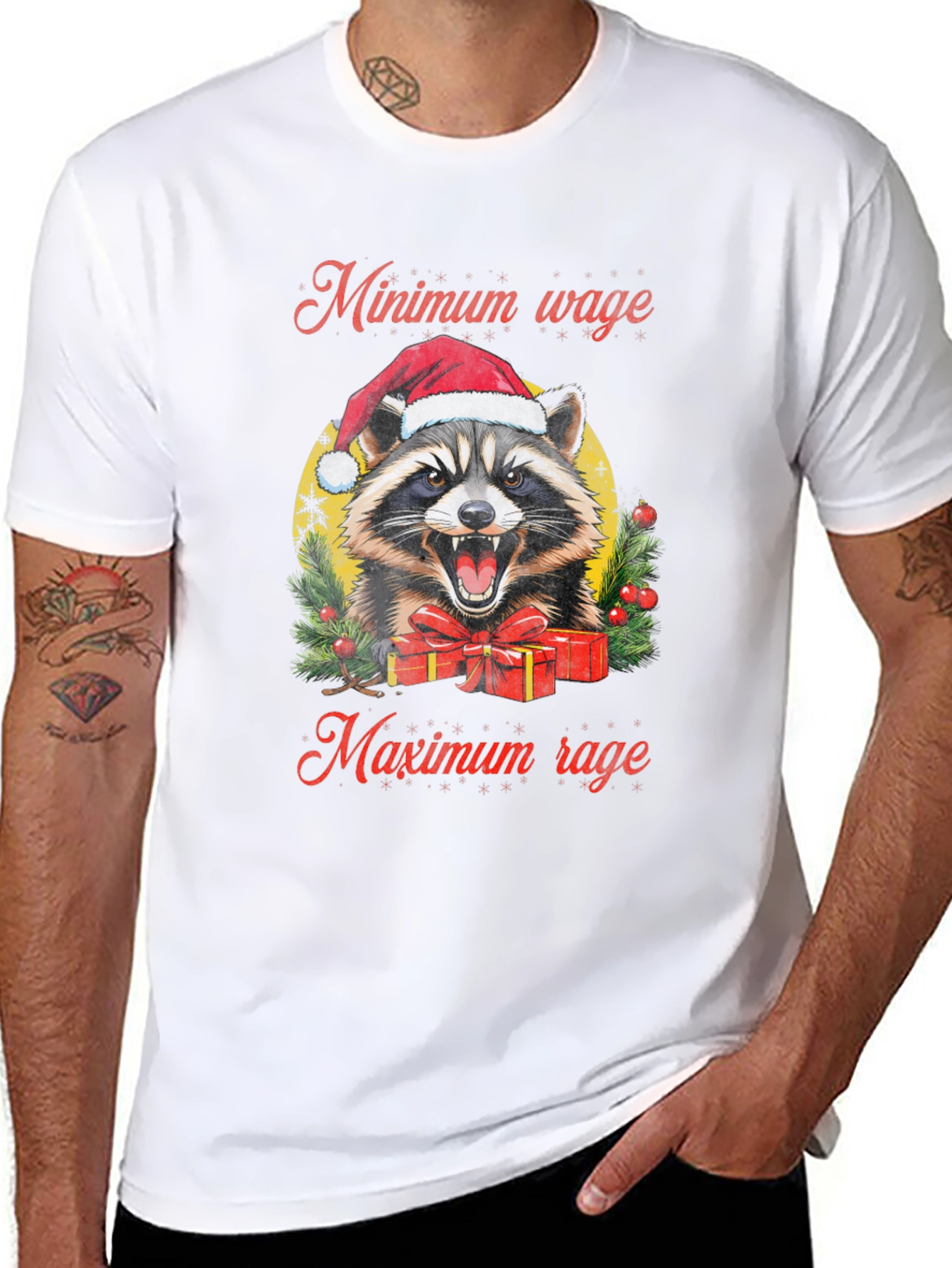 Minimum Wage Maximum Rage Raccoon Graphic Tee