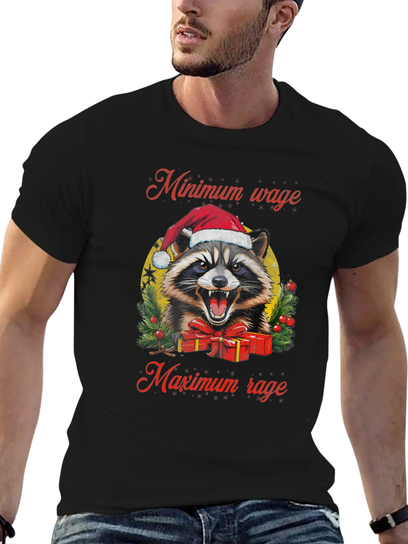 Minimum Wage Maximum Rage Raccoon Graphic Tee