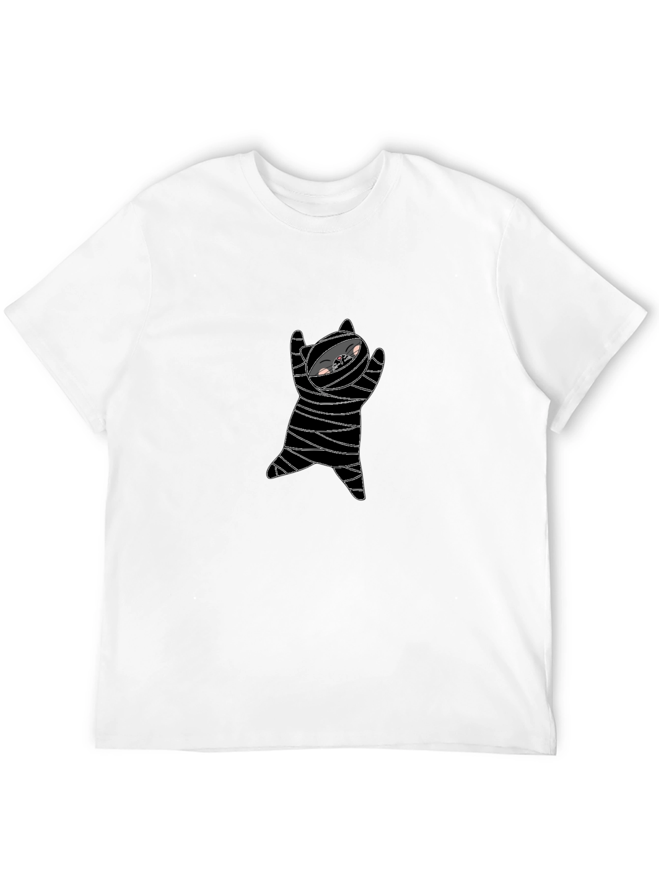 Mummy Cat Graphic Tee - Black Cotton Blend
