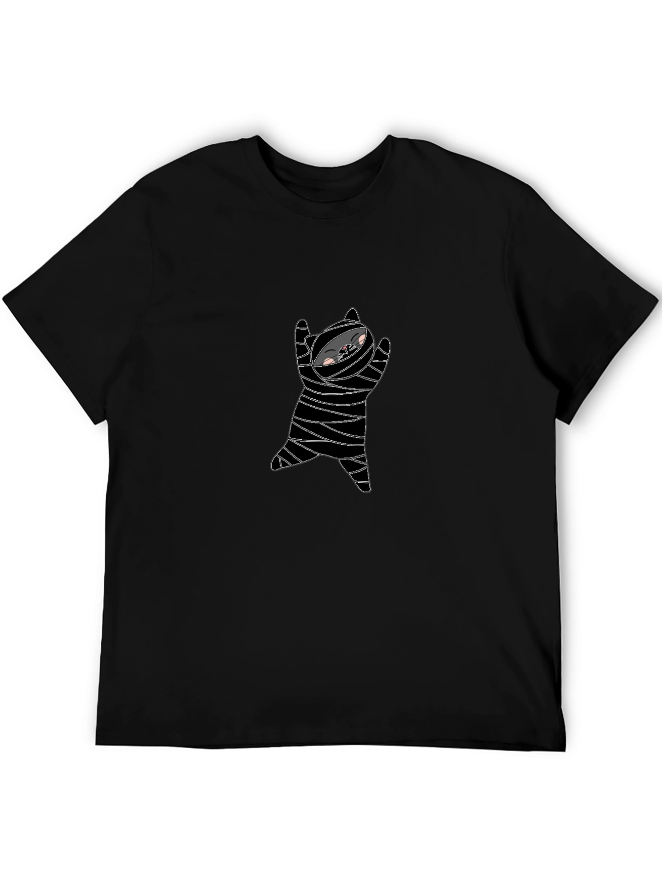 Mummy Cat Graphic Tee - Black Cotton Blend