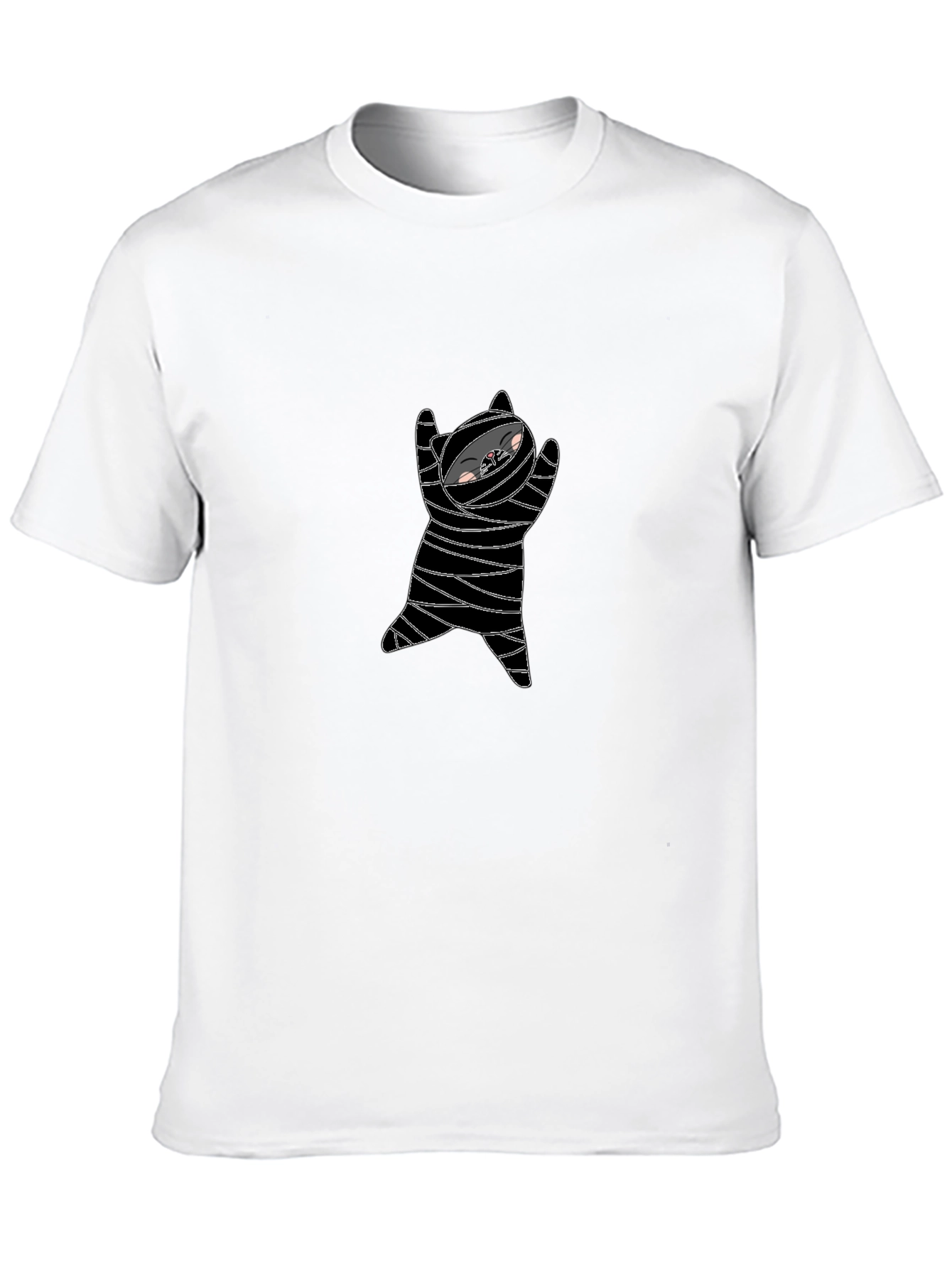 Mummy Cat Graphic Tee - Black Cotton Blend