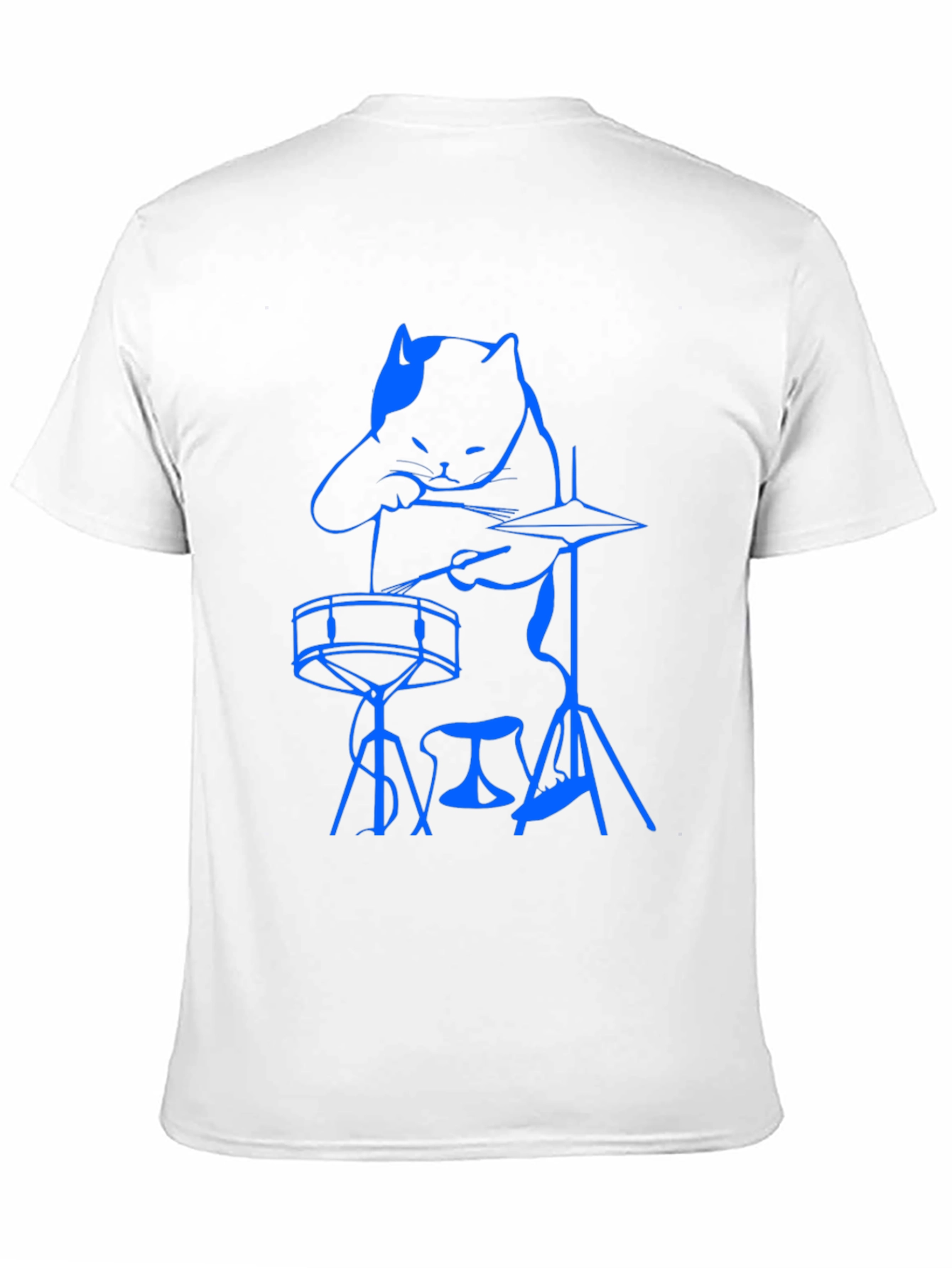 Cool Cat Drummer Graphic Tee - Black Cotton T-Shirt