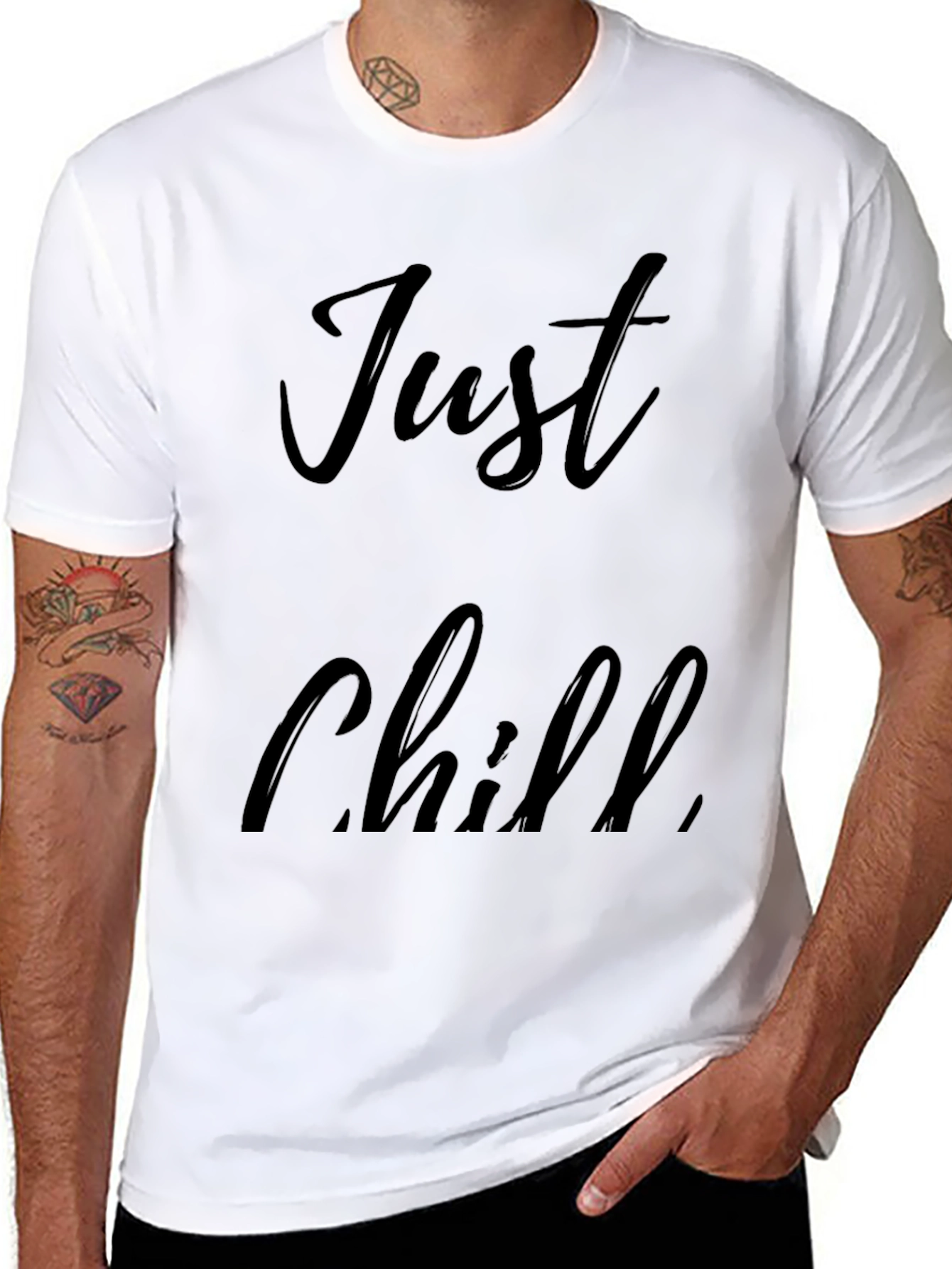 Just Chill Black Graphic Tee - Relaxed Comfort
