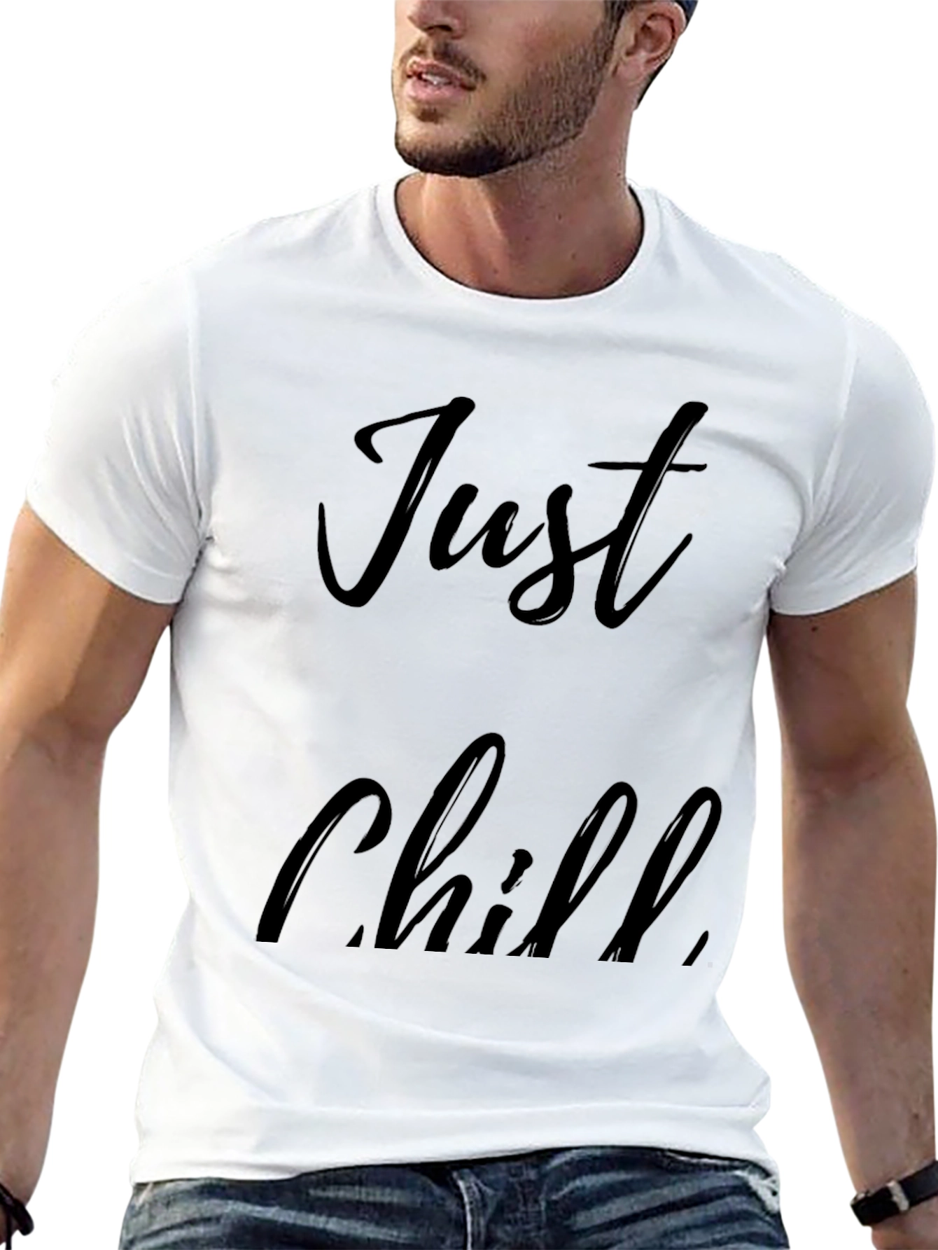 Just Chill Black Graphic Tee - Relaxed Comfort