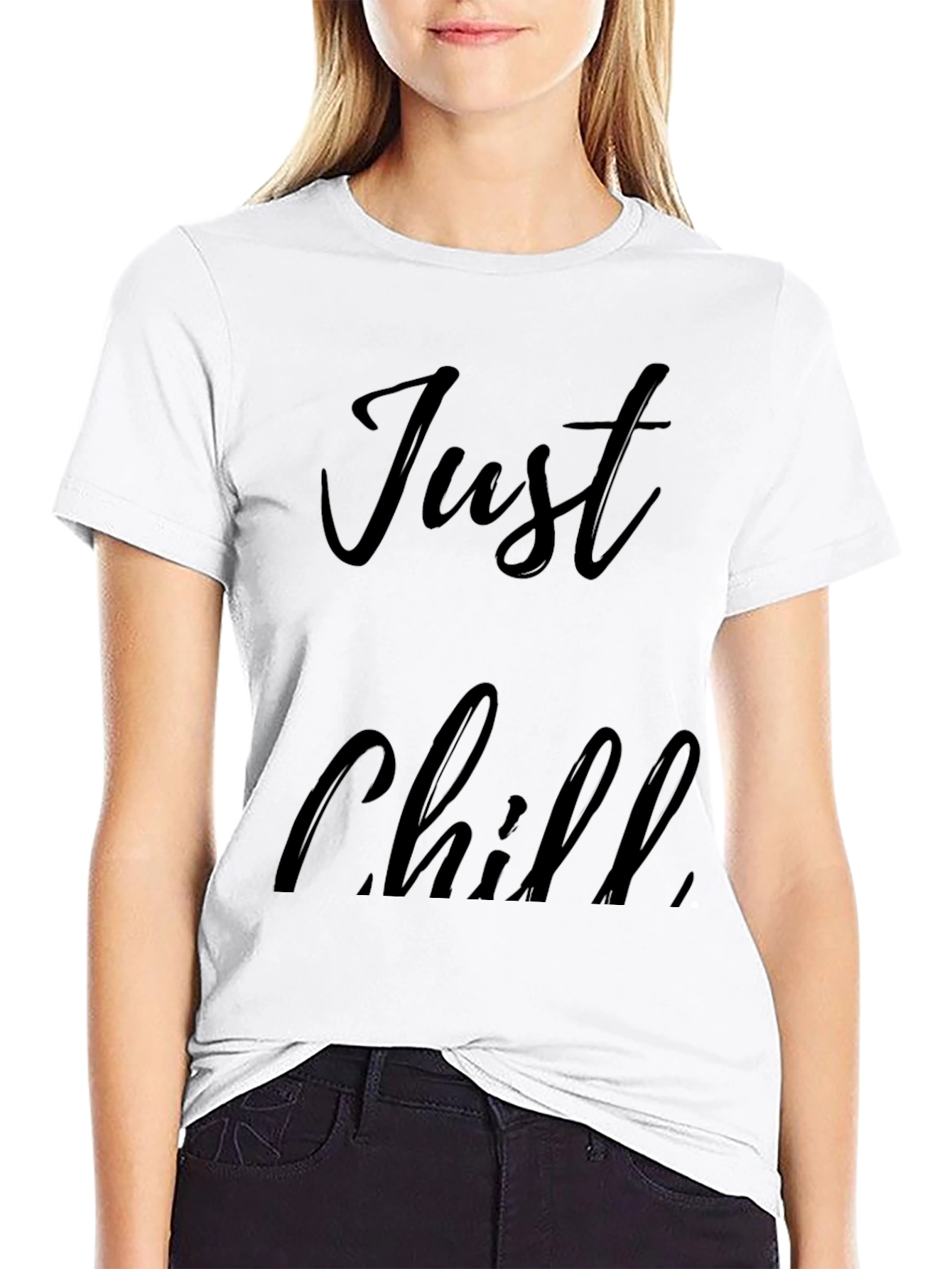 Just Chill Black Graphic Tee - Relaxed Comfort