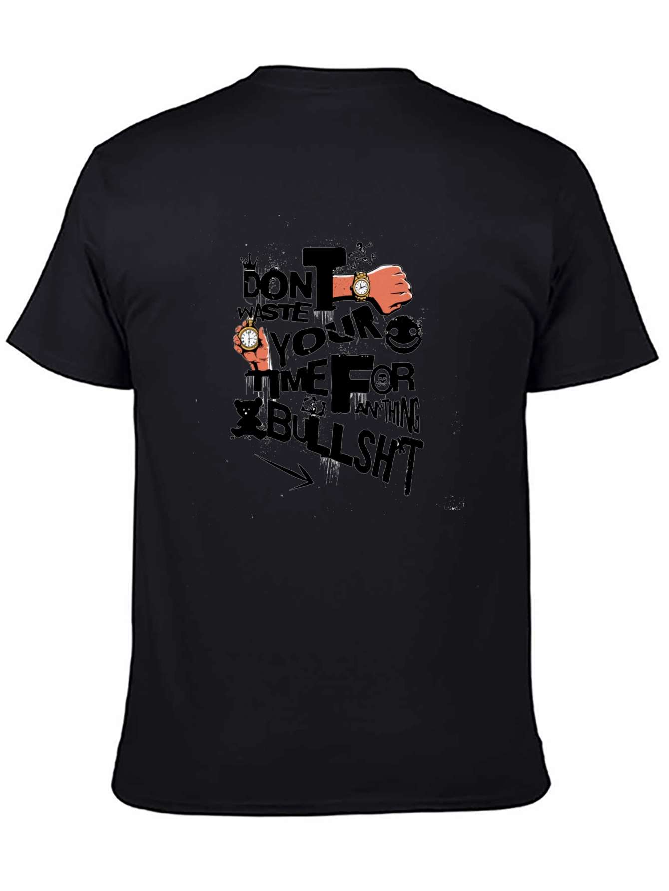 Mens Black Graphic Tee: Dont Waste Your Time