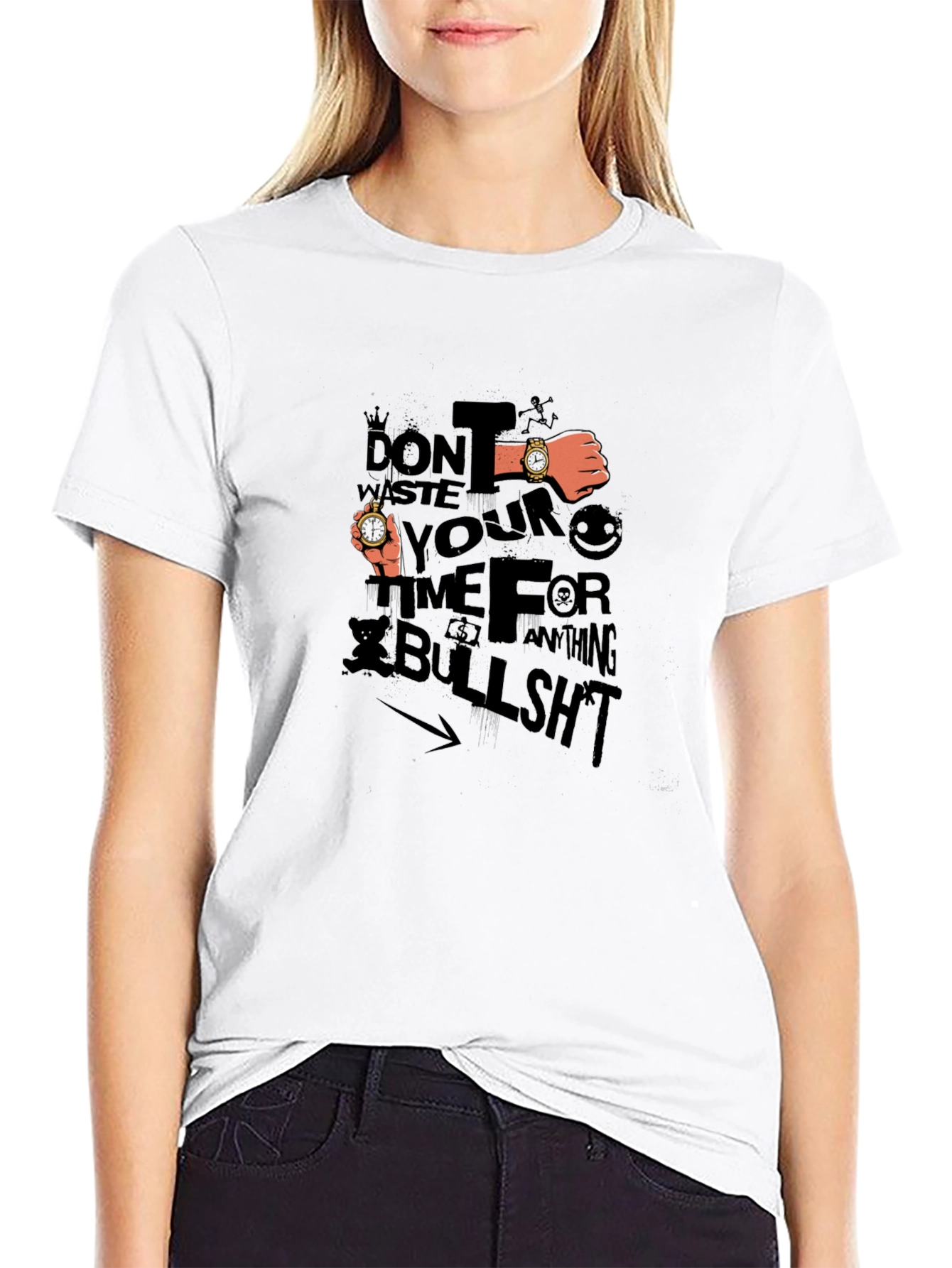 Mens Black Graphic Tee: Dont Waste Your Time