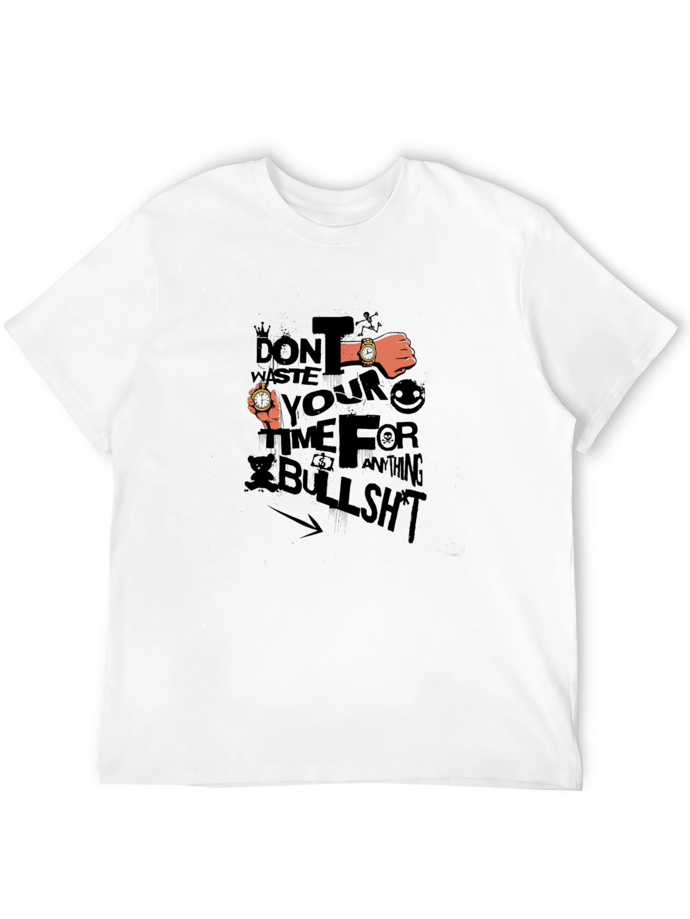 Mens Black Graphic Tee: Dont Waste Your Time