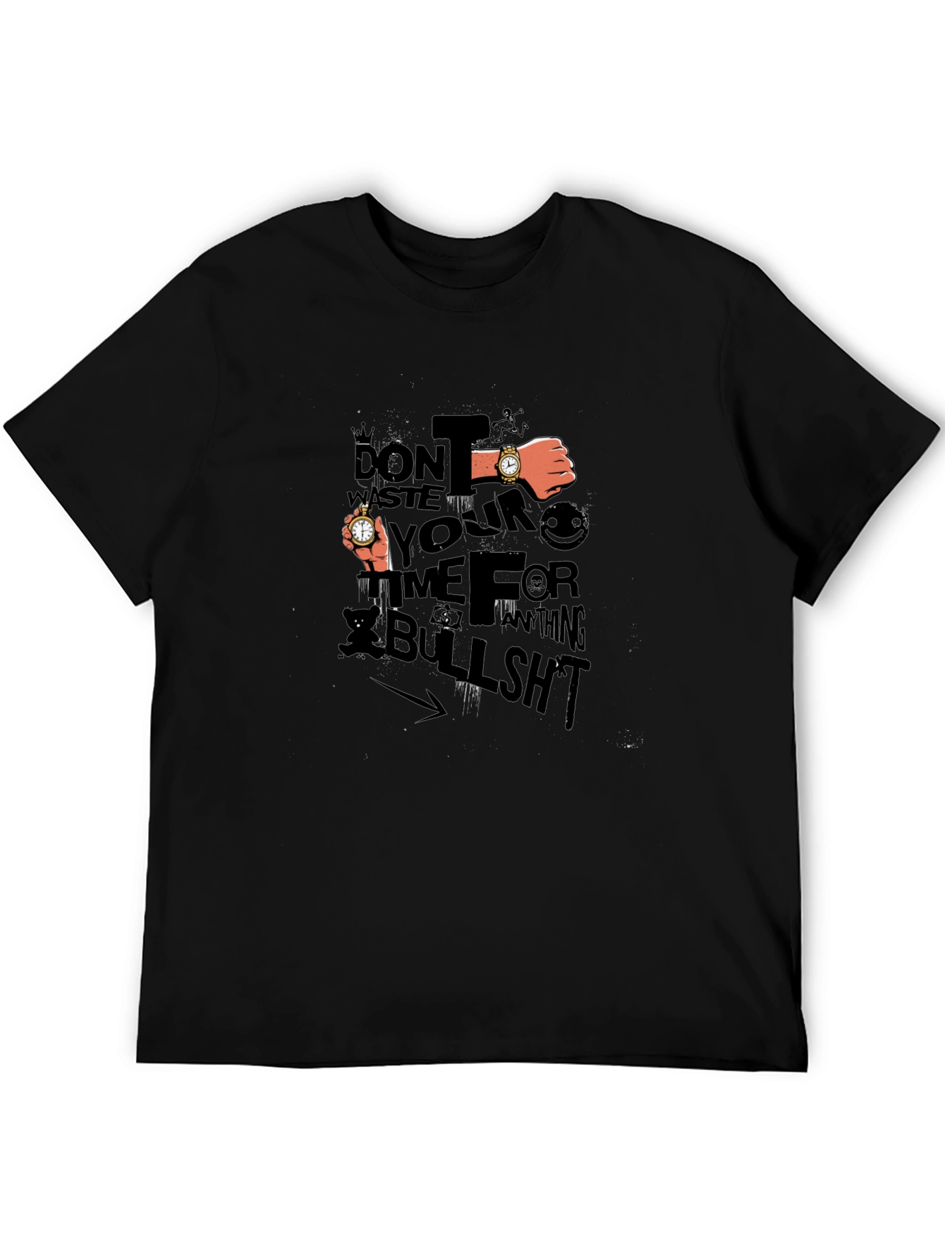 Mens Black Graphic Tee: Dont Waste Your Time