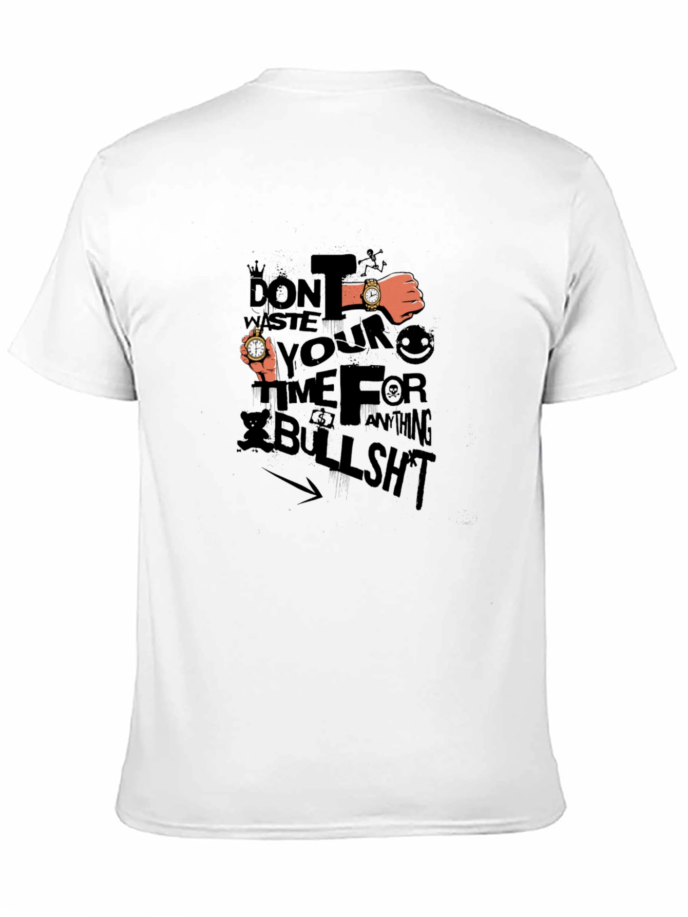 Mens Black Graphic Tee: Dont Waste Your Time