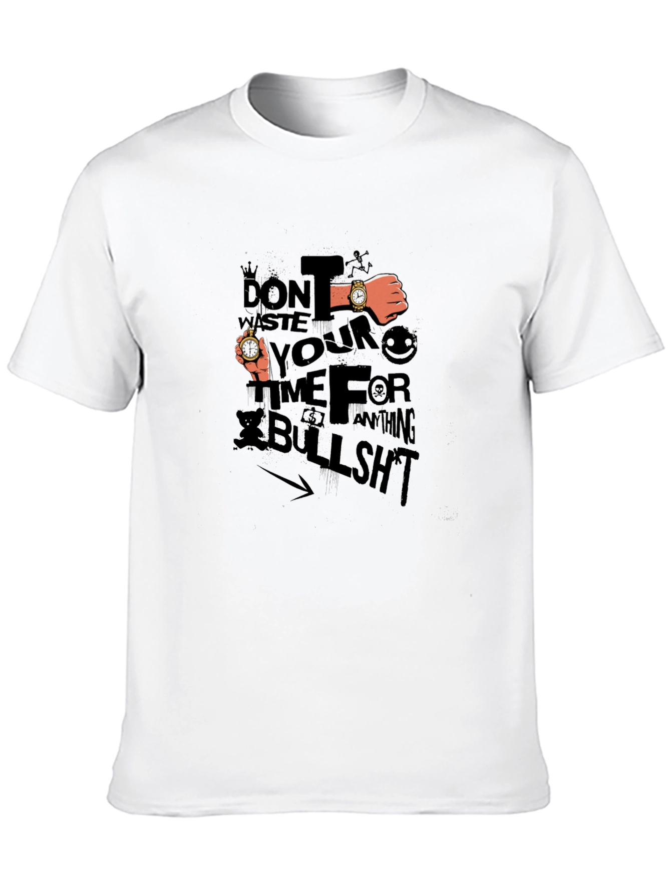 Mens Black Graphic Tee: Dont Waste Your Time