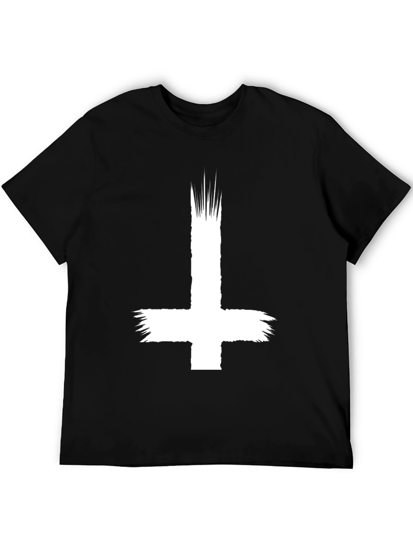 Inverted Cross Graphic Tee - Black Cotton Shirt