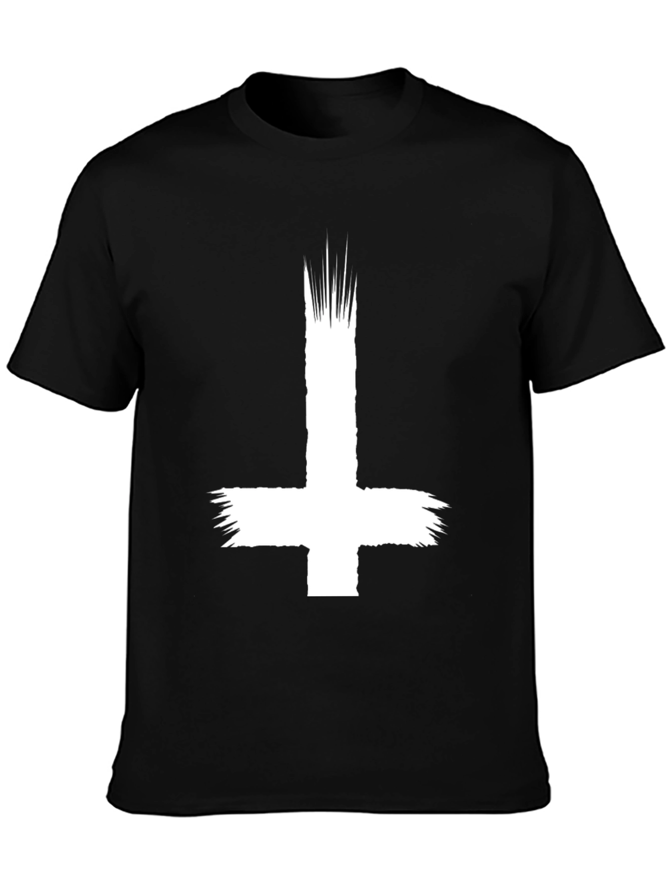Inverted Cross Graphic Tee - Black Cotton Shirt