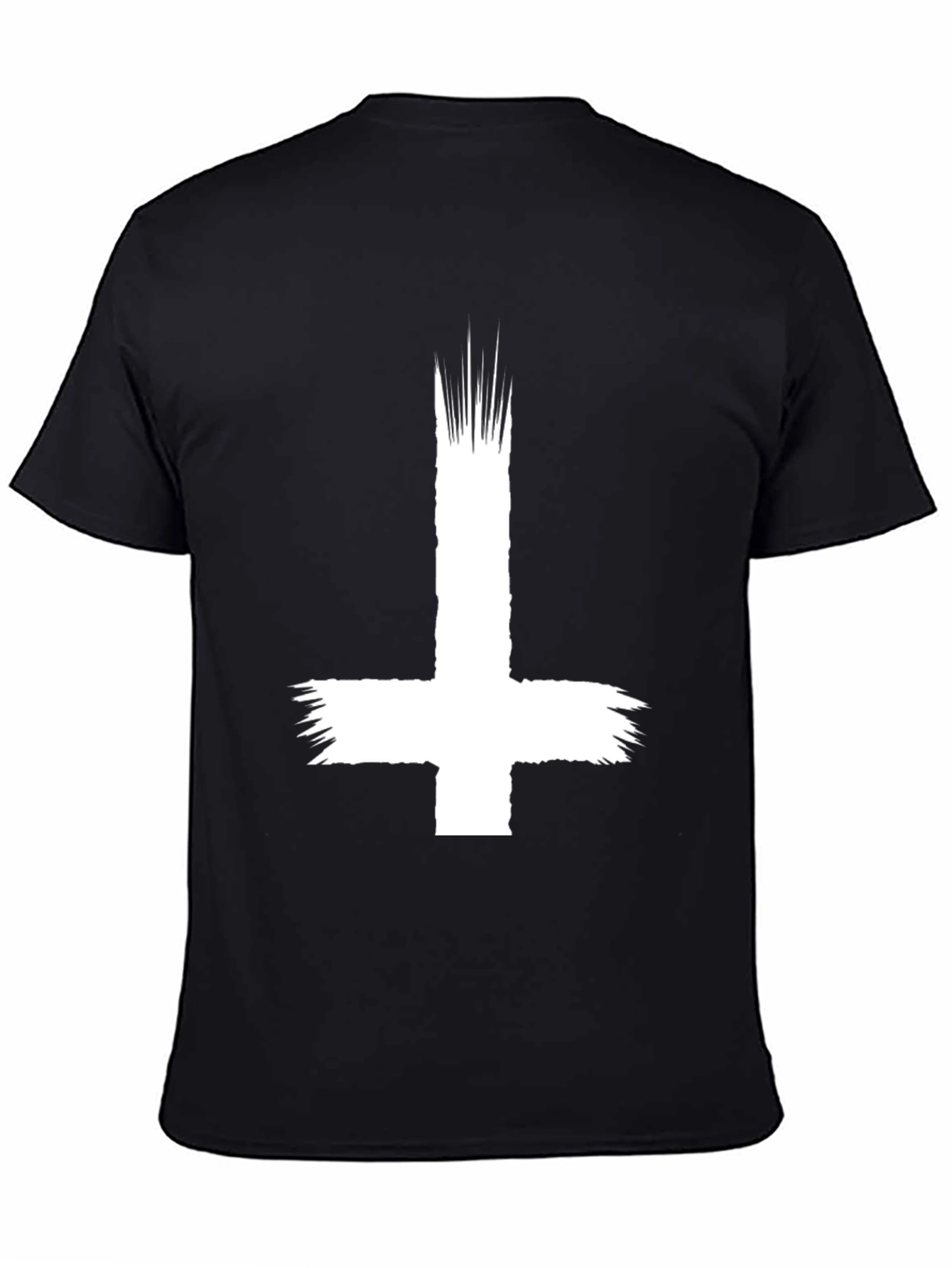 Inverted Cross Graphic Tee - Black Cotton Shirt