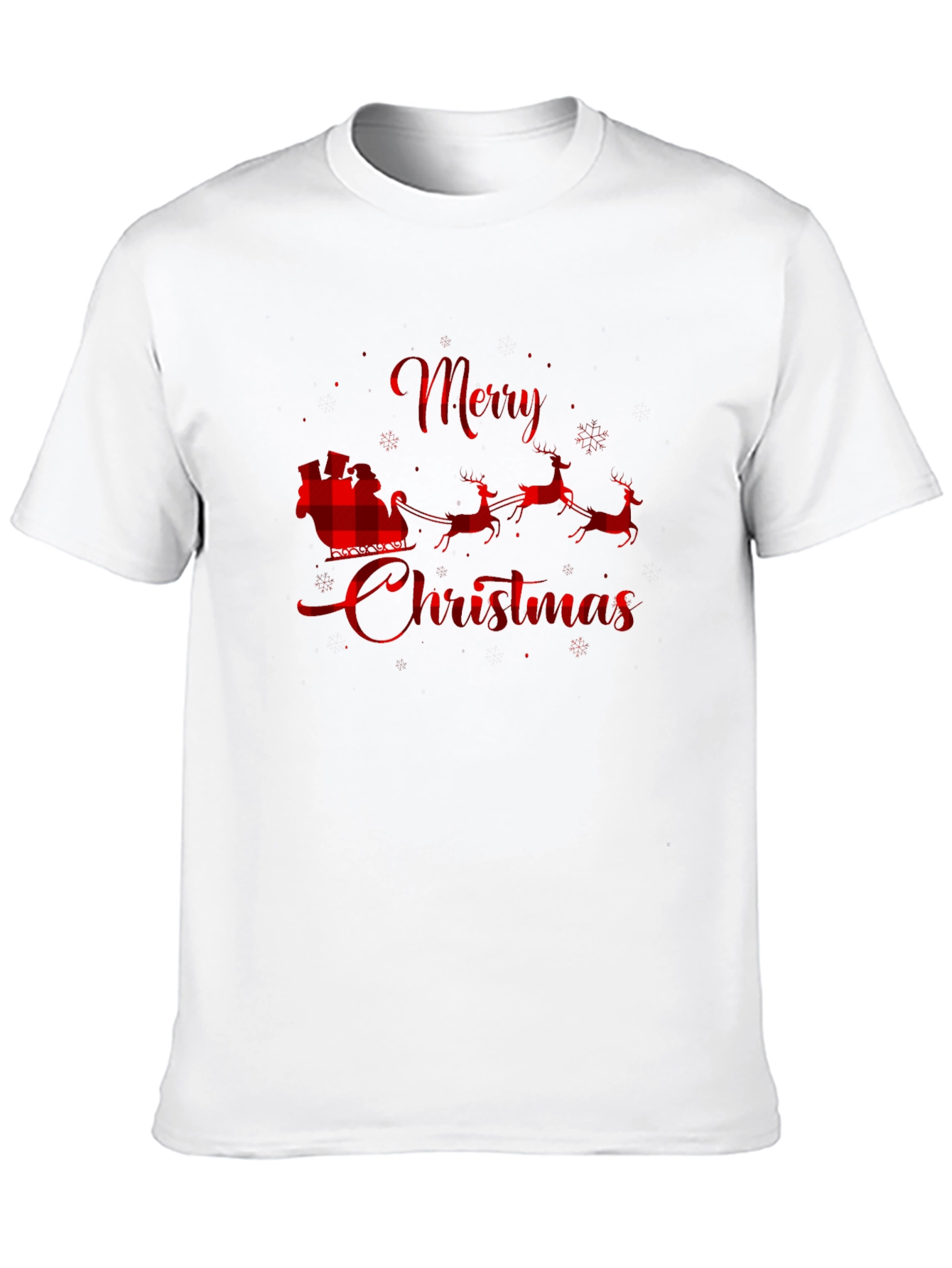 Merry Christmas Buffalo Plaid Santa T-Shirt