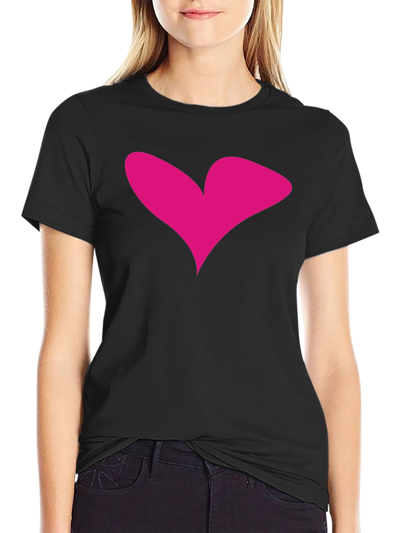 Heart Graphic Tee - Black Casual T-Shirt