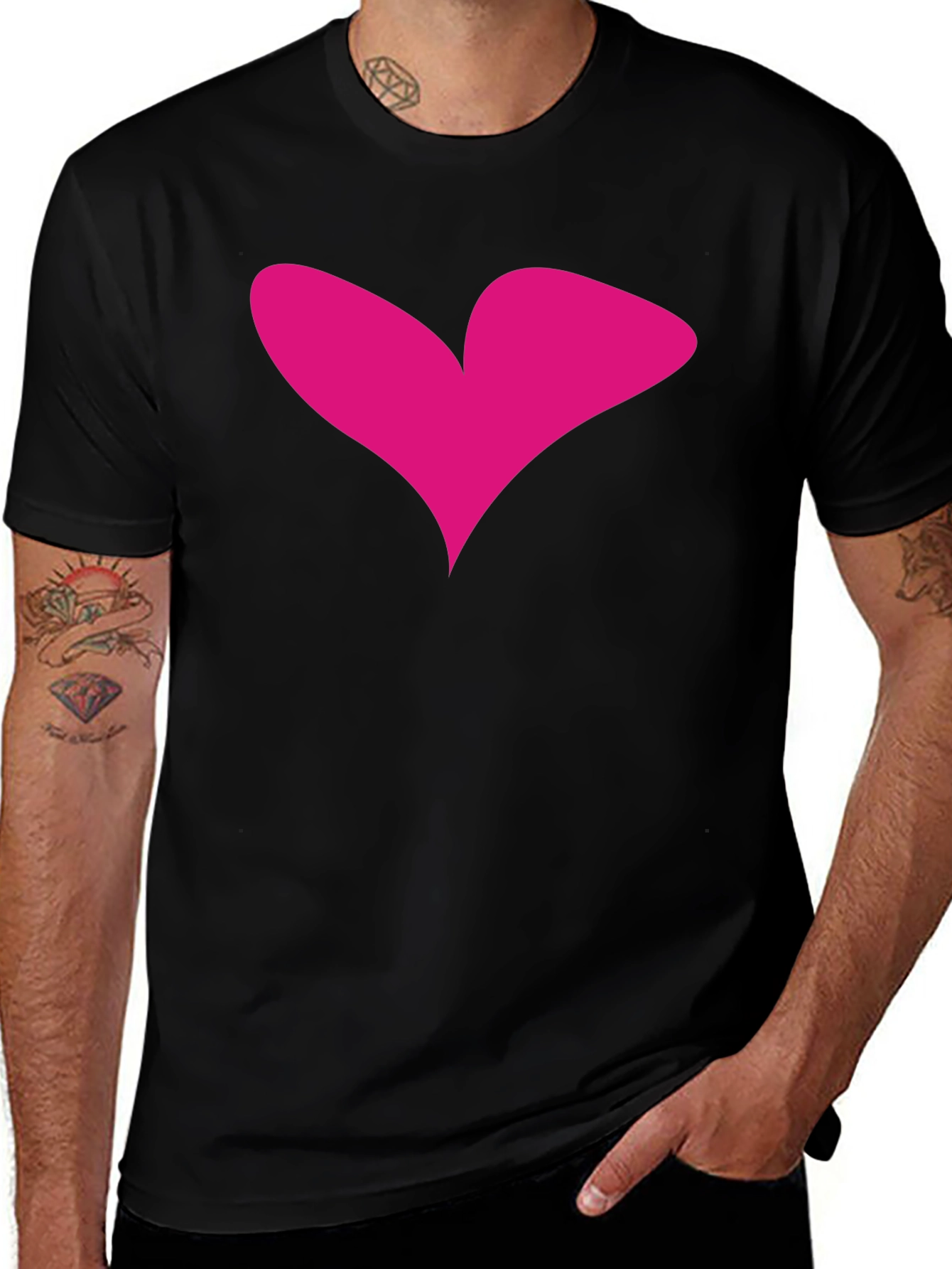 Heart Graphic Tee - Black Casual T-Shirt