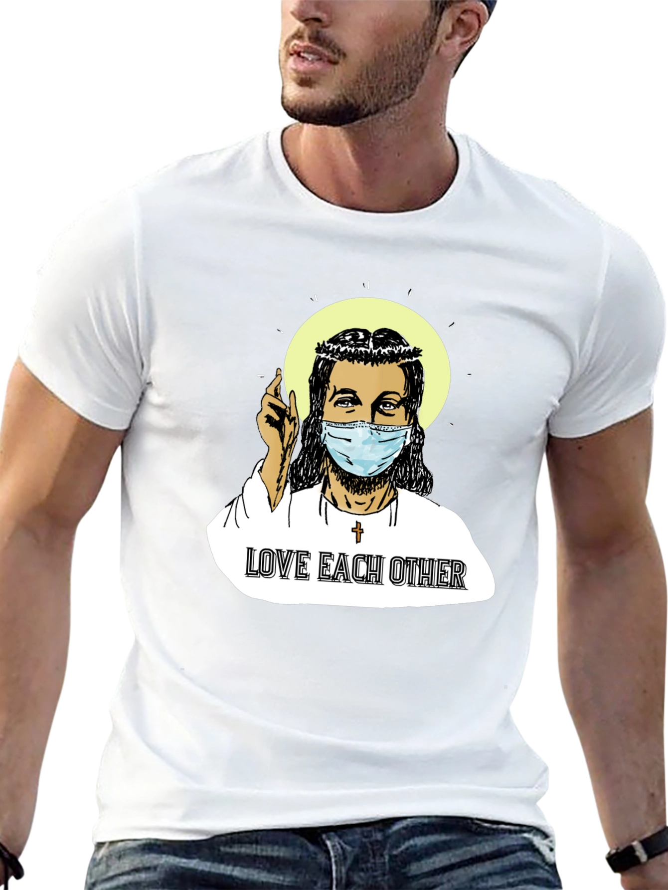 Jesus Face Mask T-Shirt: Love Each Other