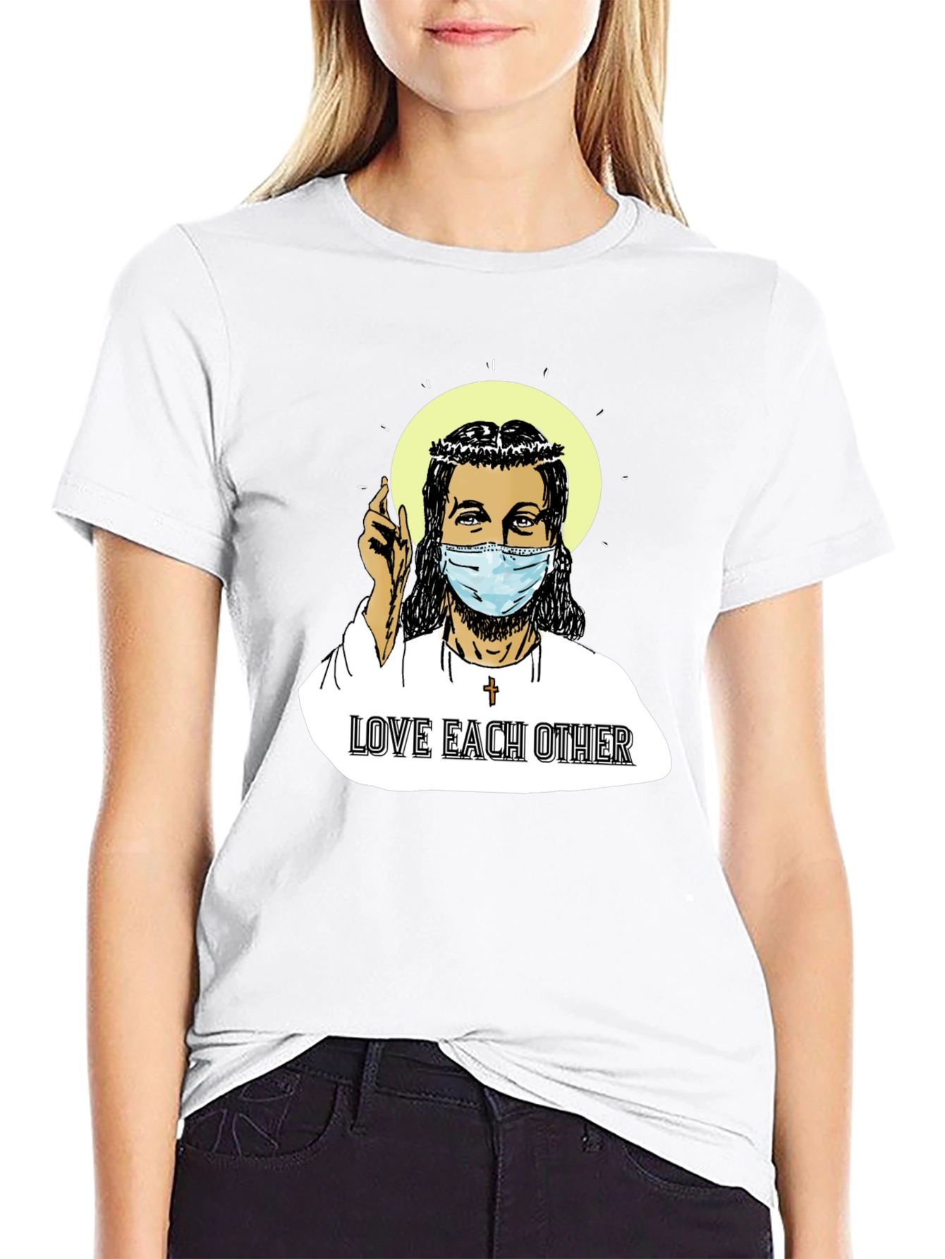 Jesus Face Mask T-Shirt: Love Each Other
