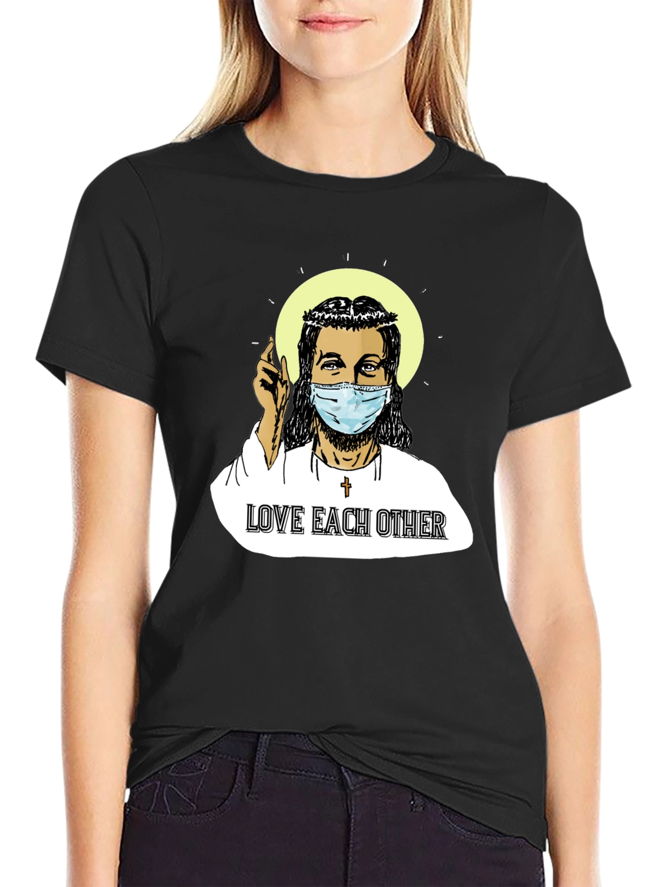 Jesus Face Mask T-Shirt: Love Each Other