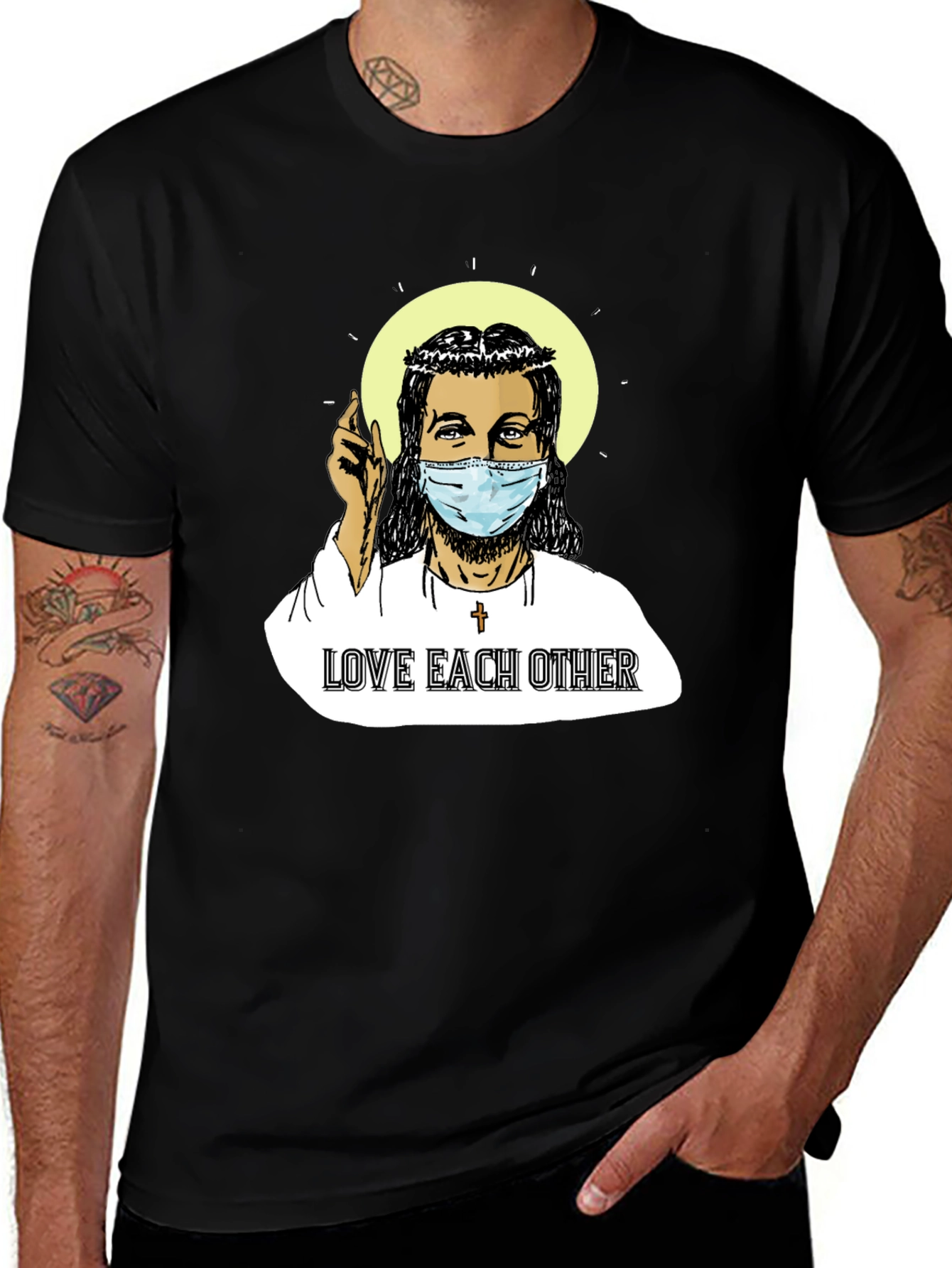 Jesus Face Mask T-Shirt: Love Each Other