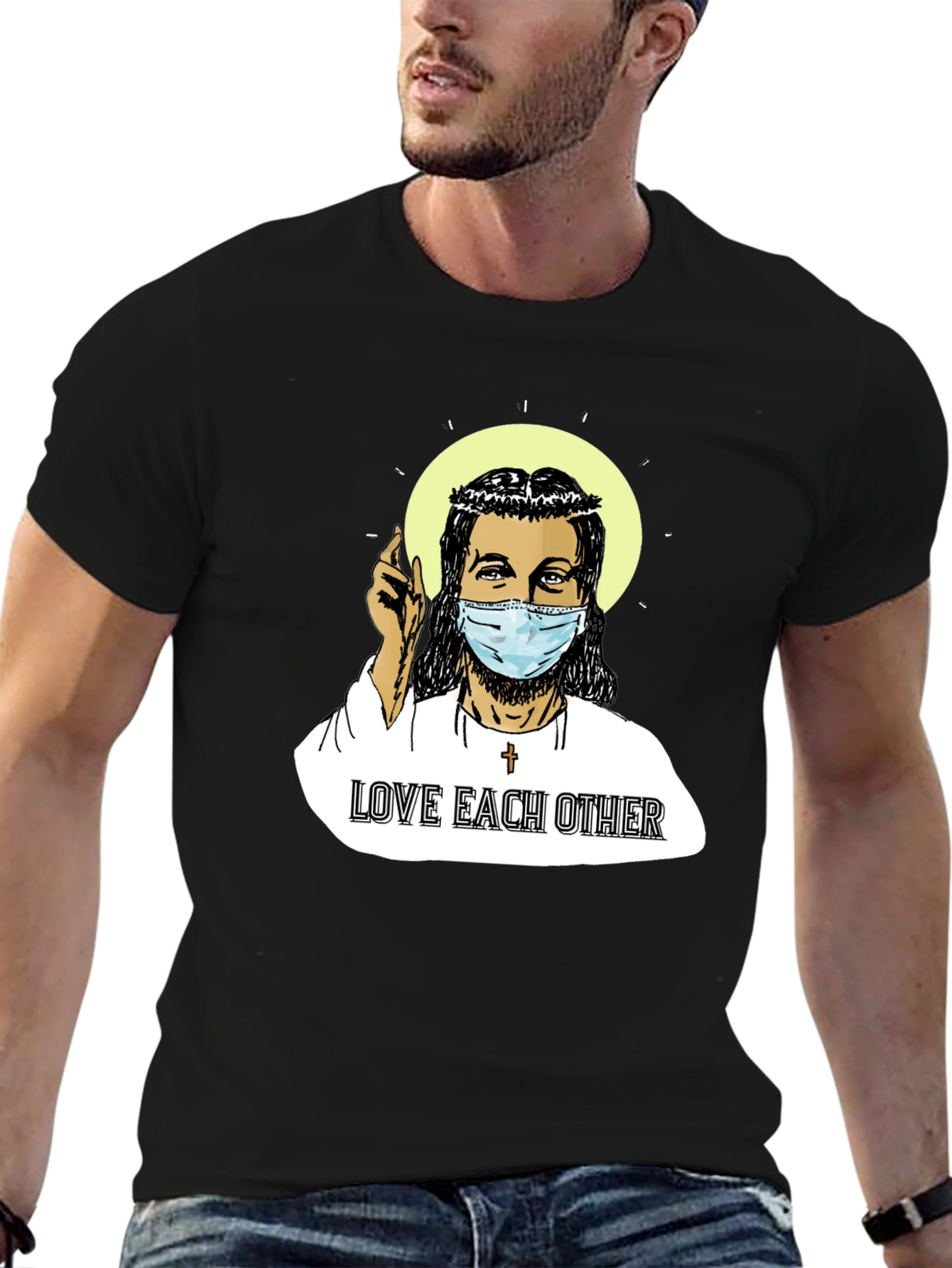 Jesus Face Mask T-Shirt: Love Each Other