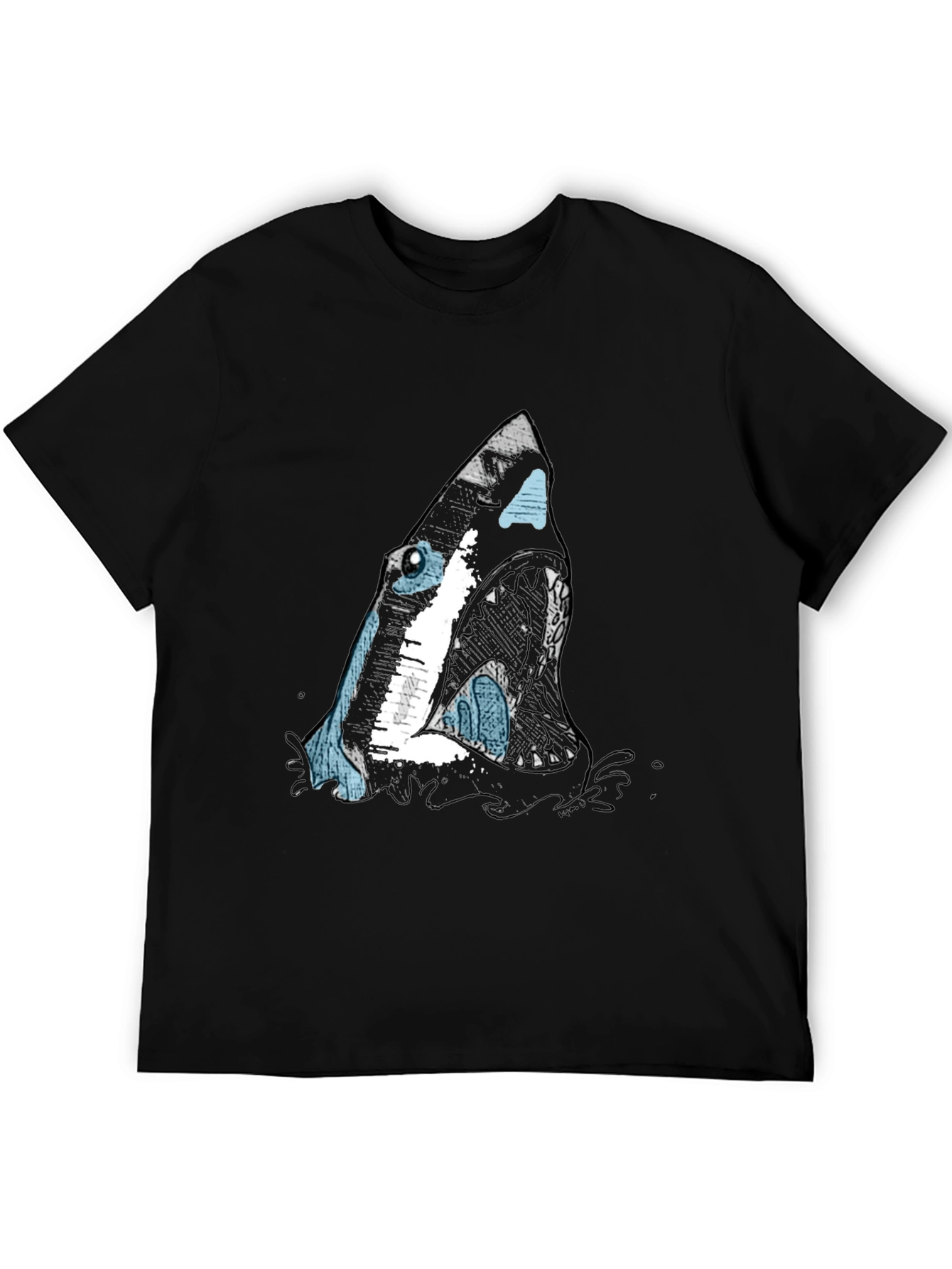 Shark Graphic Print Black T-Shirt for Men