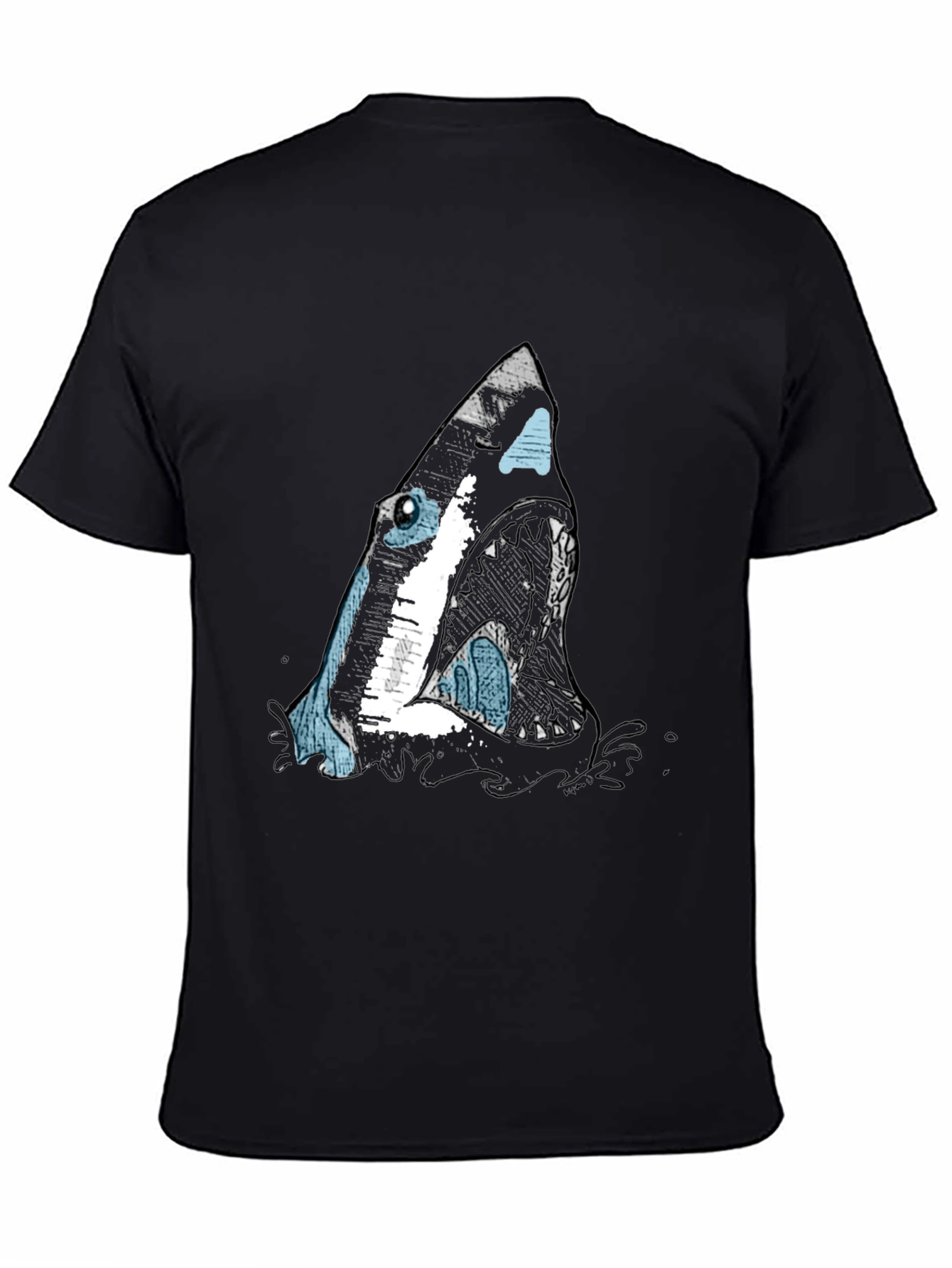 Shark Graphic Print Black T-Shirt for Men