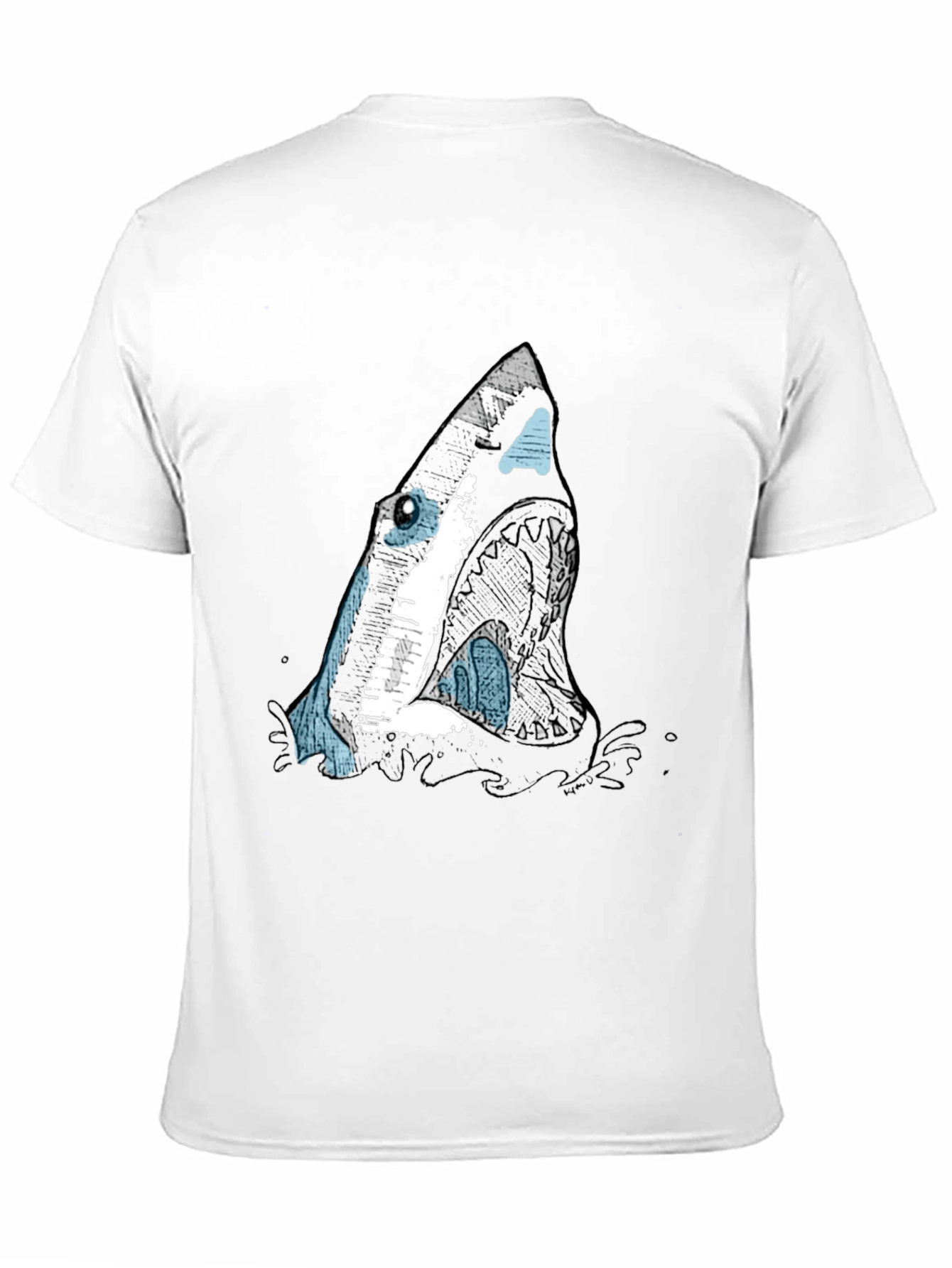 Shark Graphic Print Black T-Shirt for Men