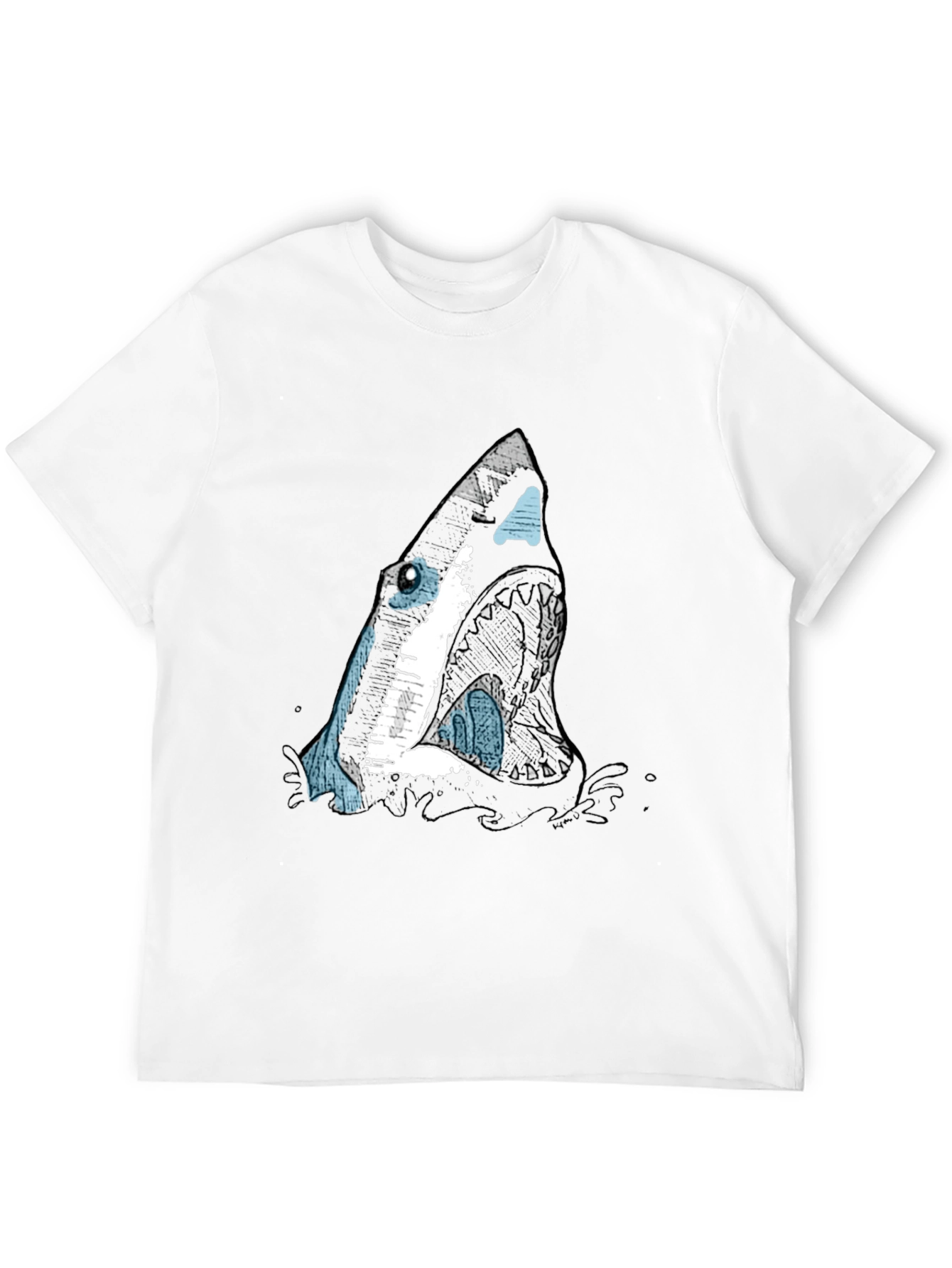 Shark Graphic Print Black T-Shirt for Men