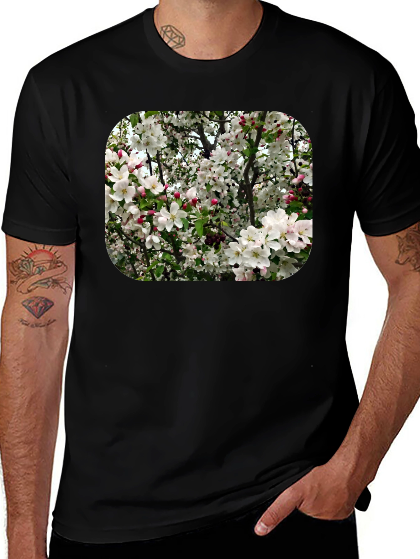 Floral Blossom T-Shirt - Black