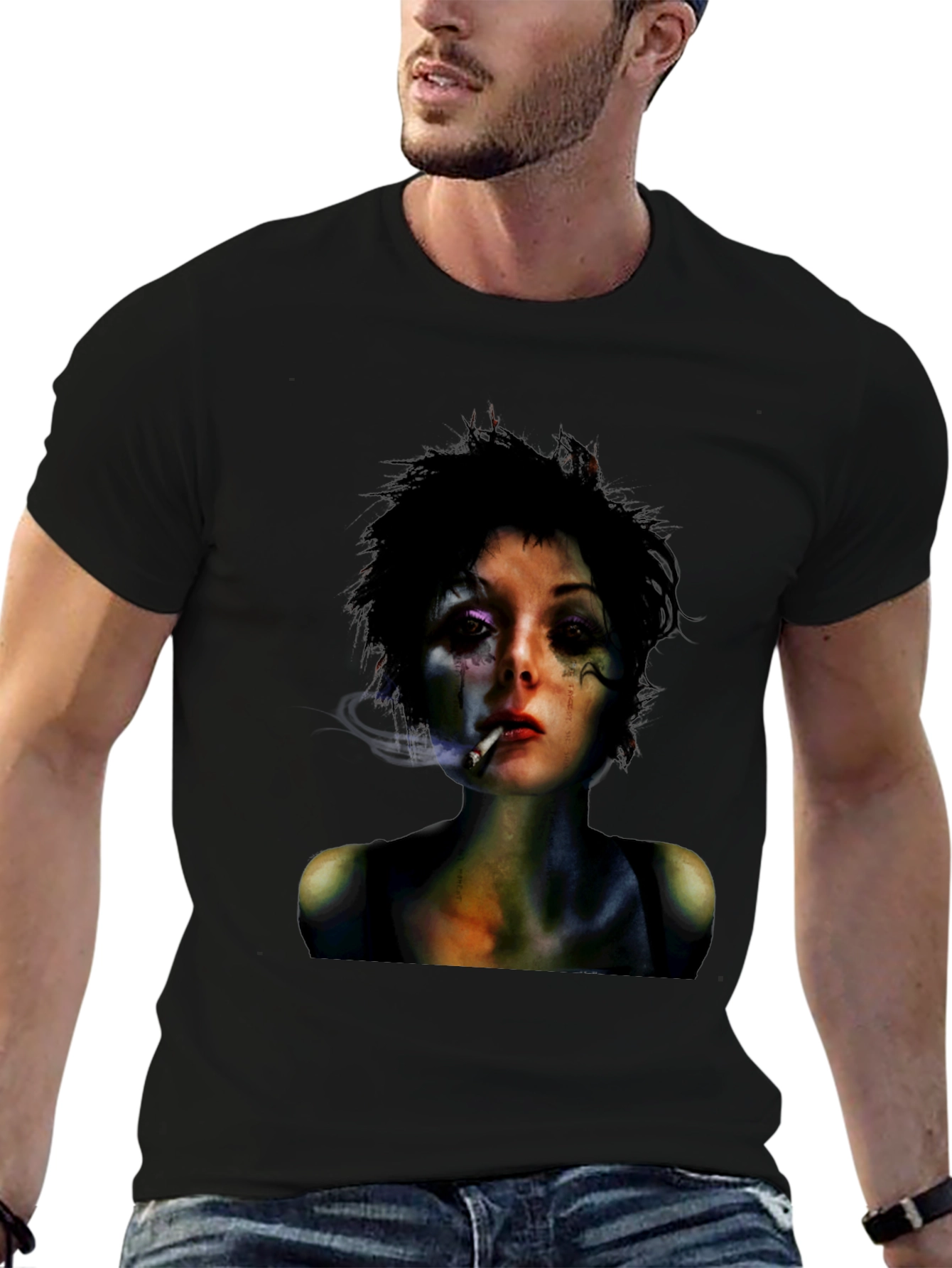 Edgy Woman Graphic Black T-Shirt