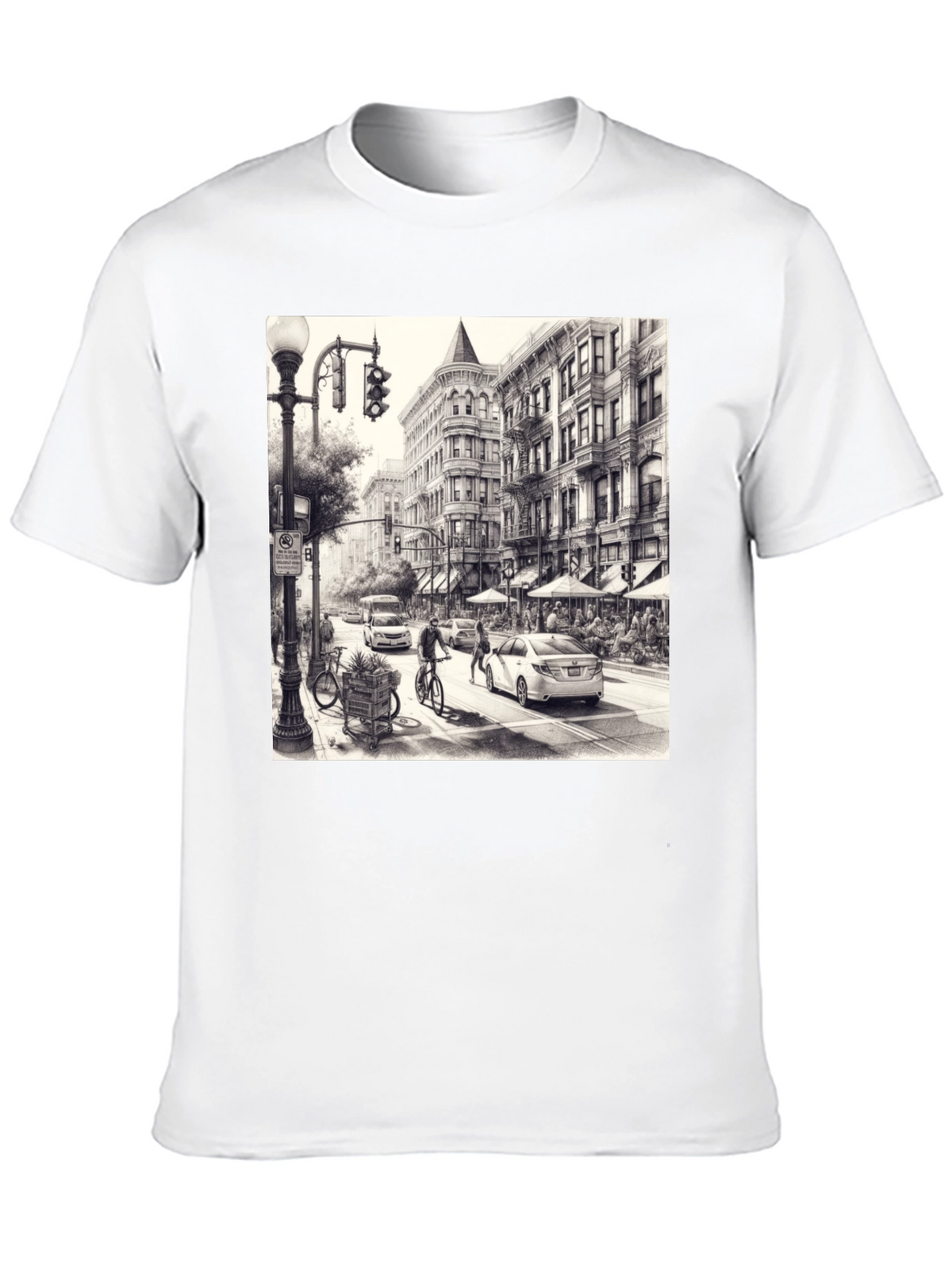 Urban Sketch Tee - Black Cotton Graphic T-Shirt