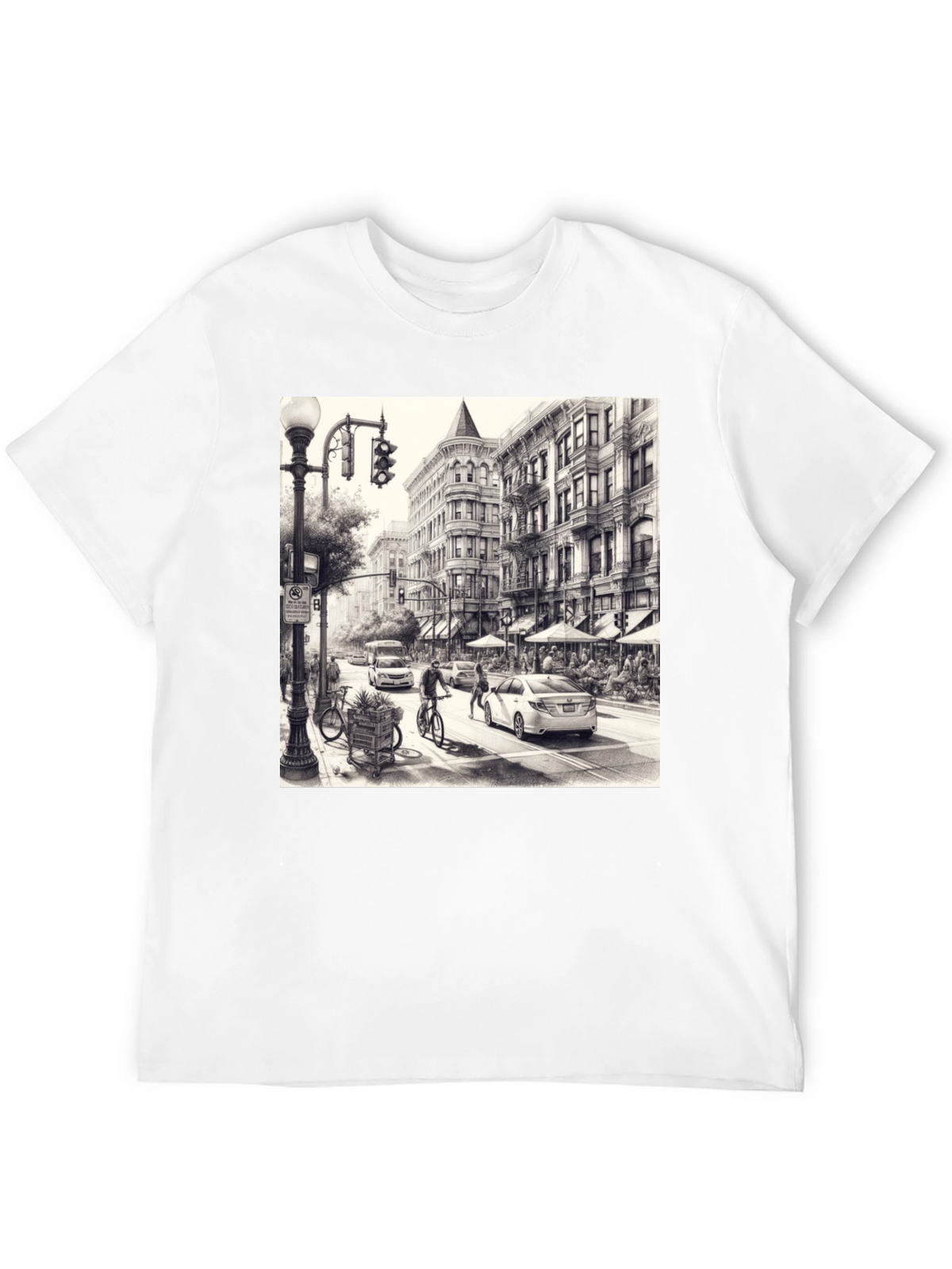 Urban Sketch Tee - Black Cotton Graphic T-Shirt