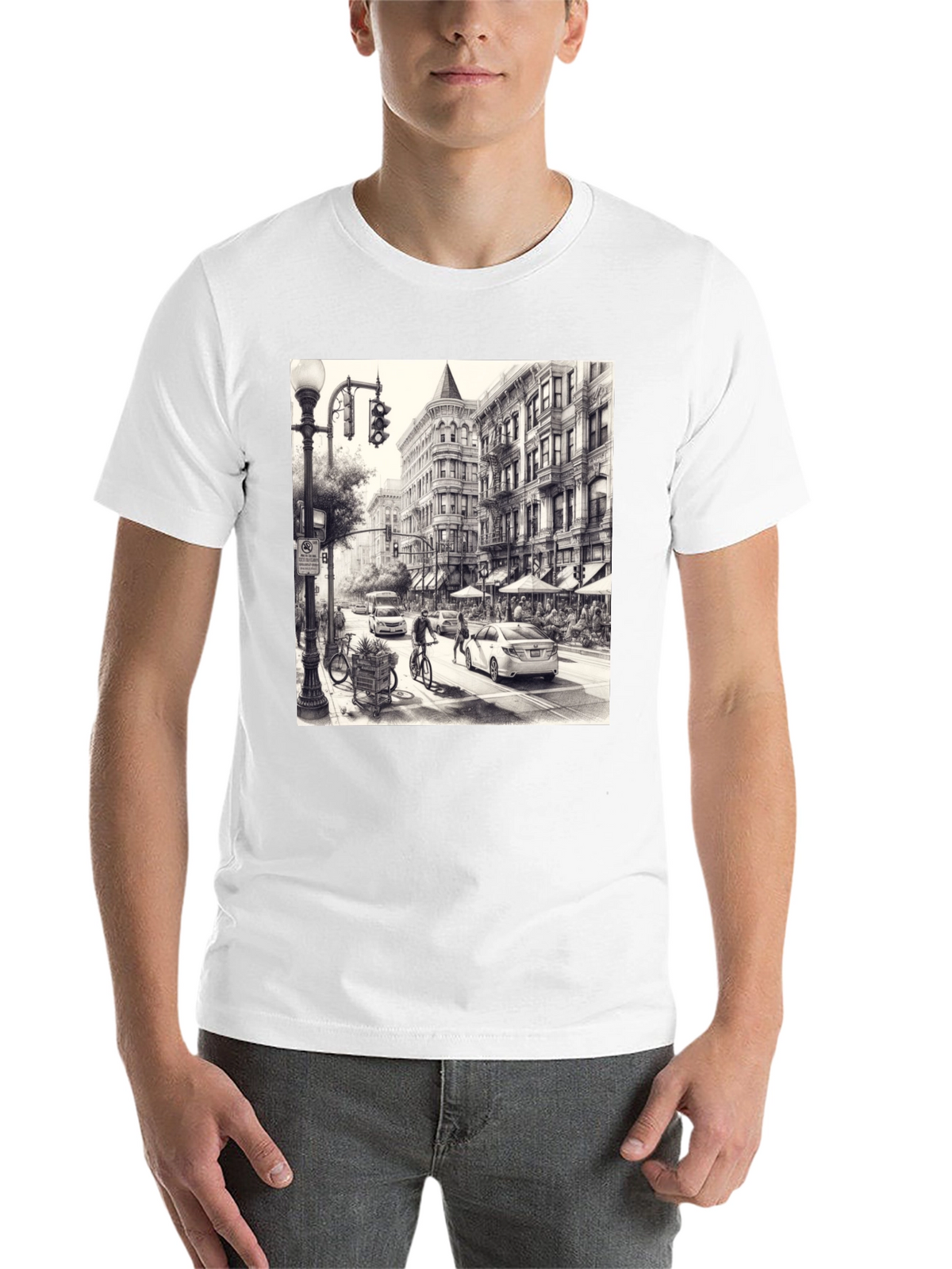 Urban Sketch Tee - Black Cotton Graphic T-Shirt
