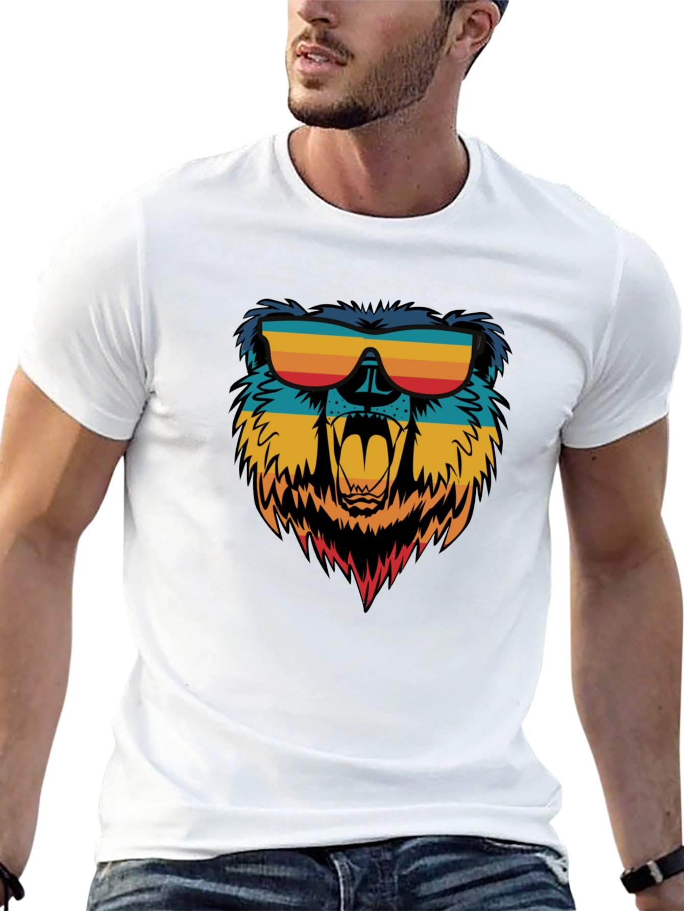 Cool Bear Graphic Tee - Retro Sunglasses Design