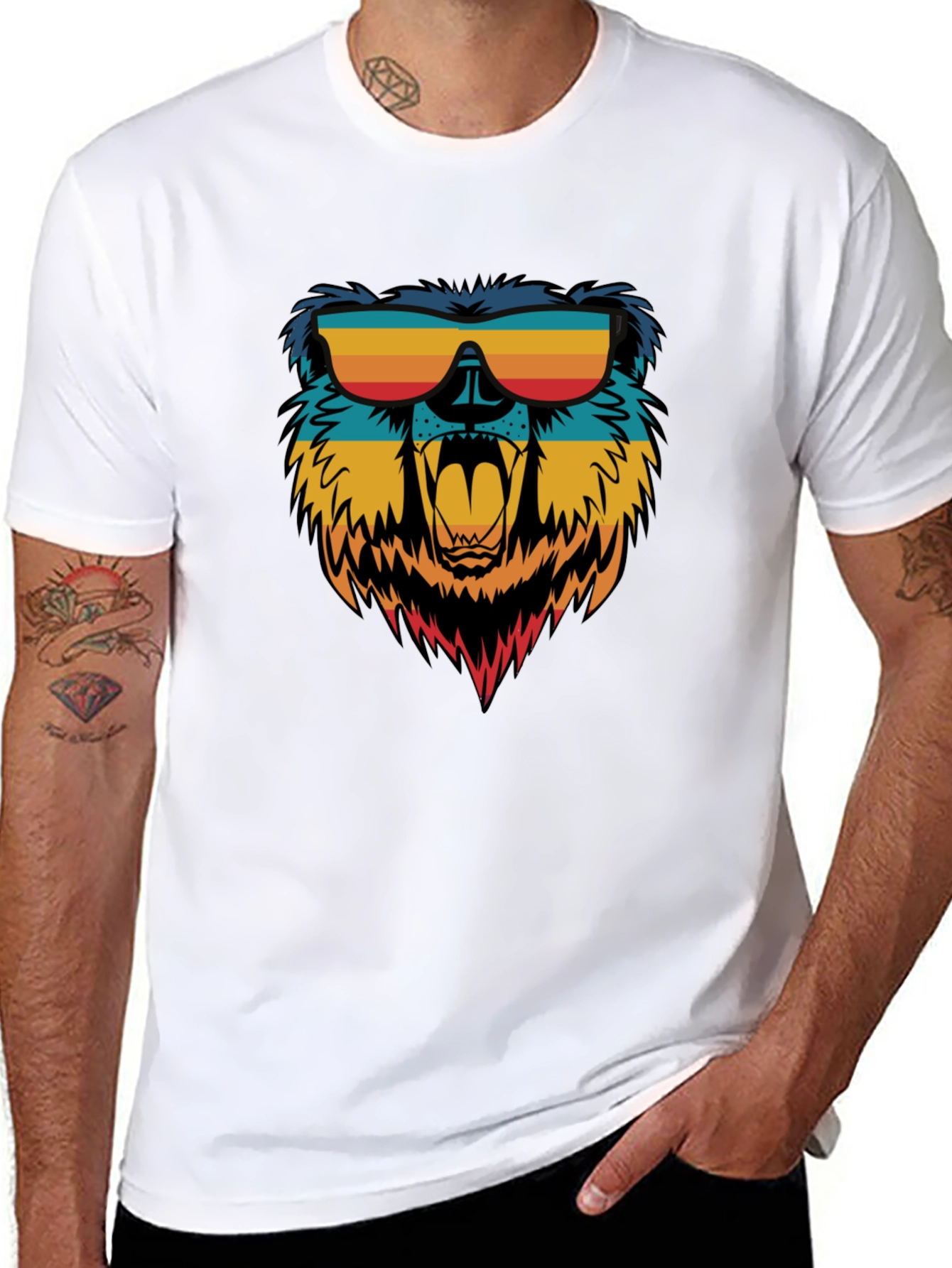 Cool Bear Graphic Tee - Retro Sunglasses Design