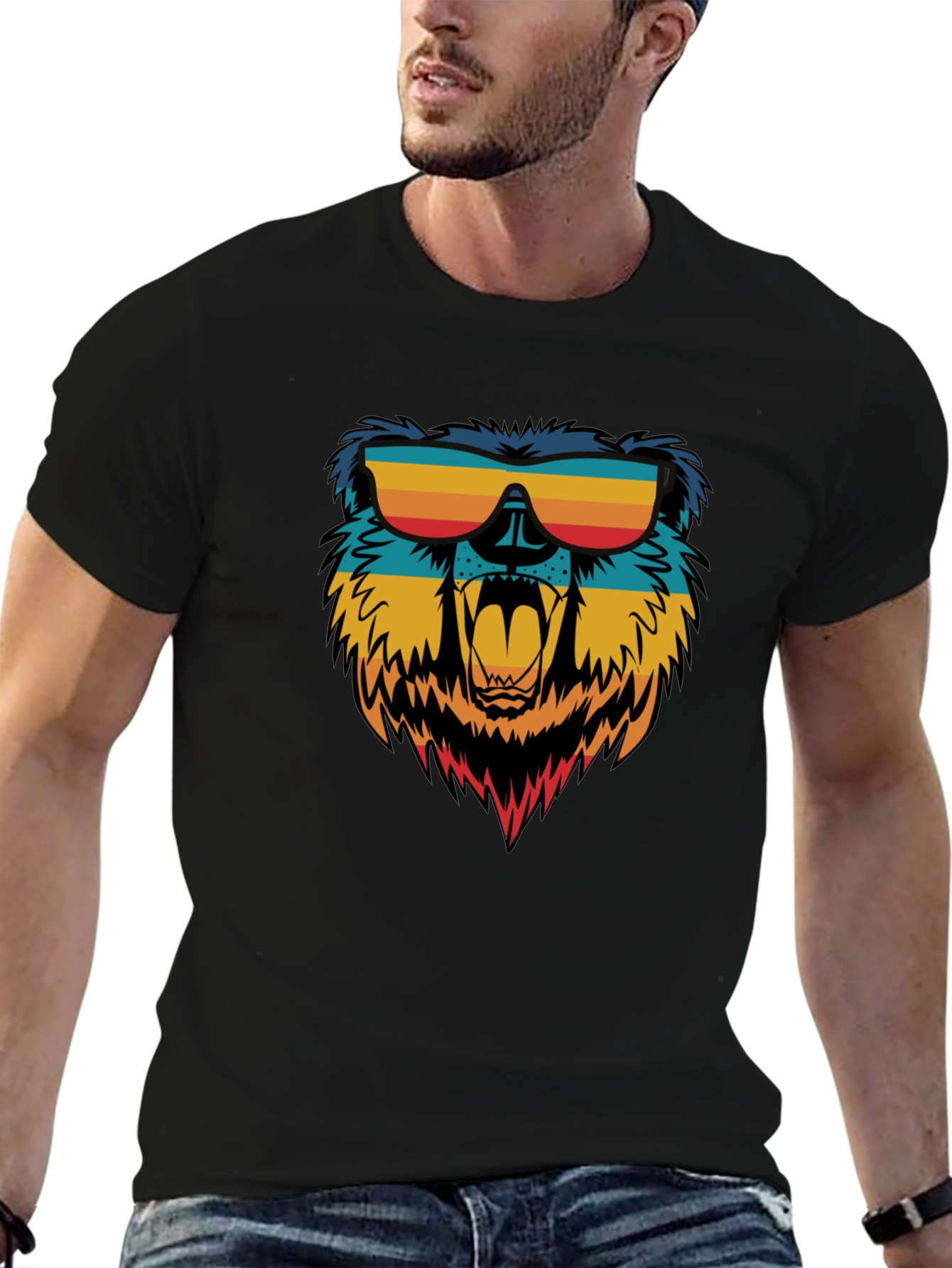 Cool Bear Graphic Tee - Retro Sunglasses Design