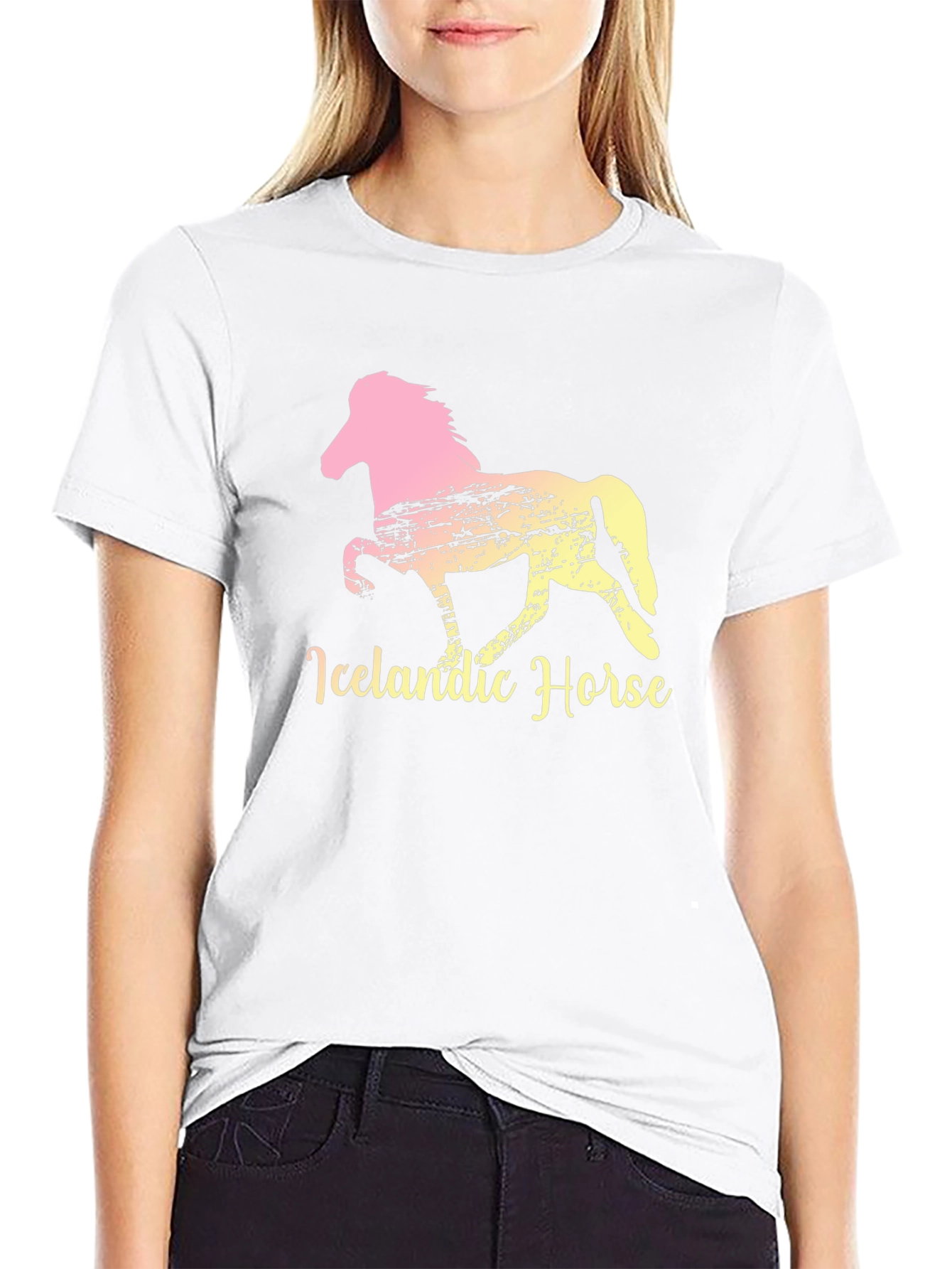 Icelandic Horse Graphic Tee - Black Cotton T-Shirt