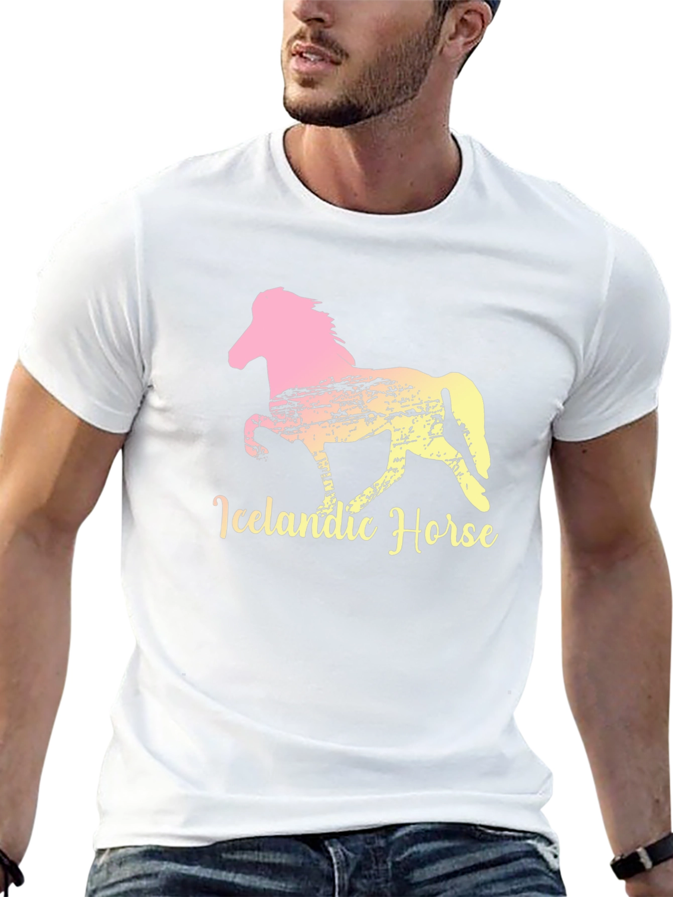 Icelandic Horse Graphic Tee - Black Cotton T-Shirt