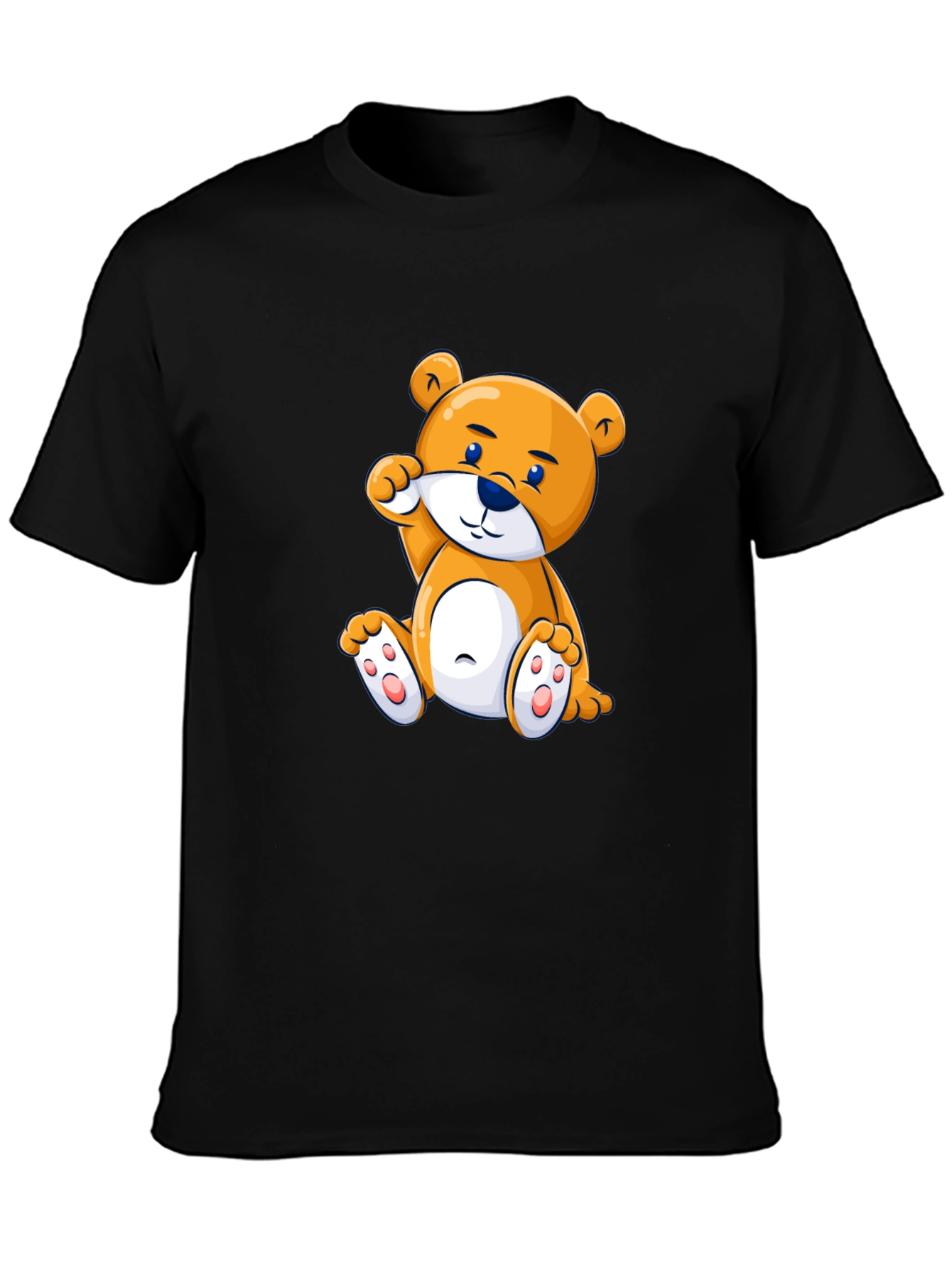 Cute Cartoon Bear Black T-Shirt