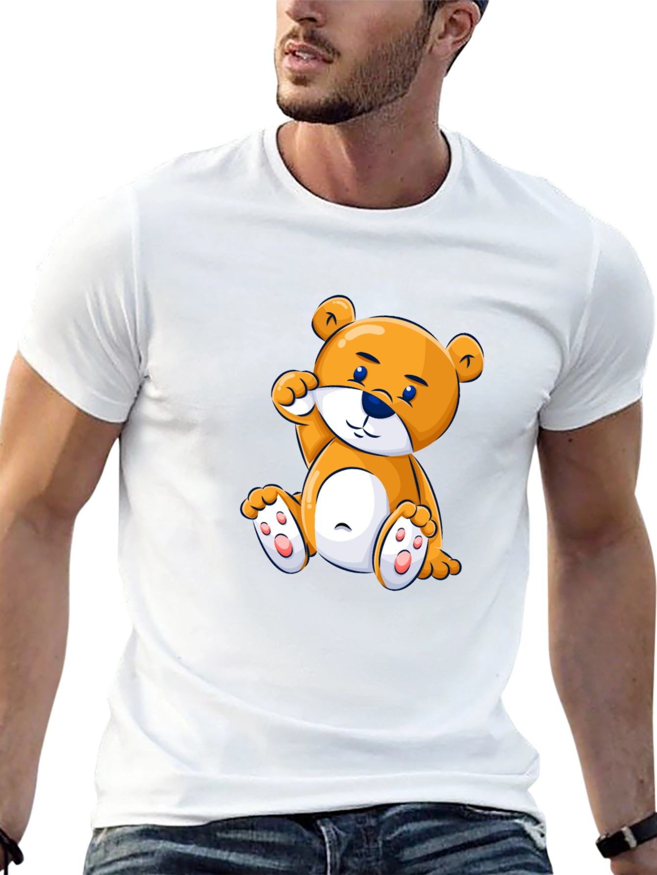 Cute Cartoon Bear Black T-Shirt